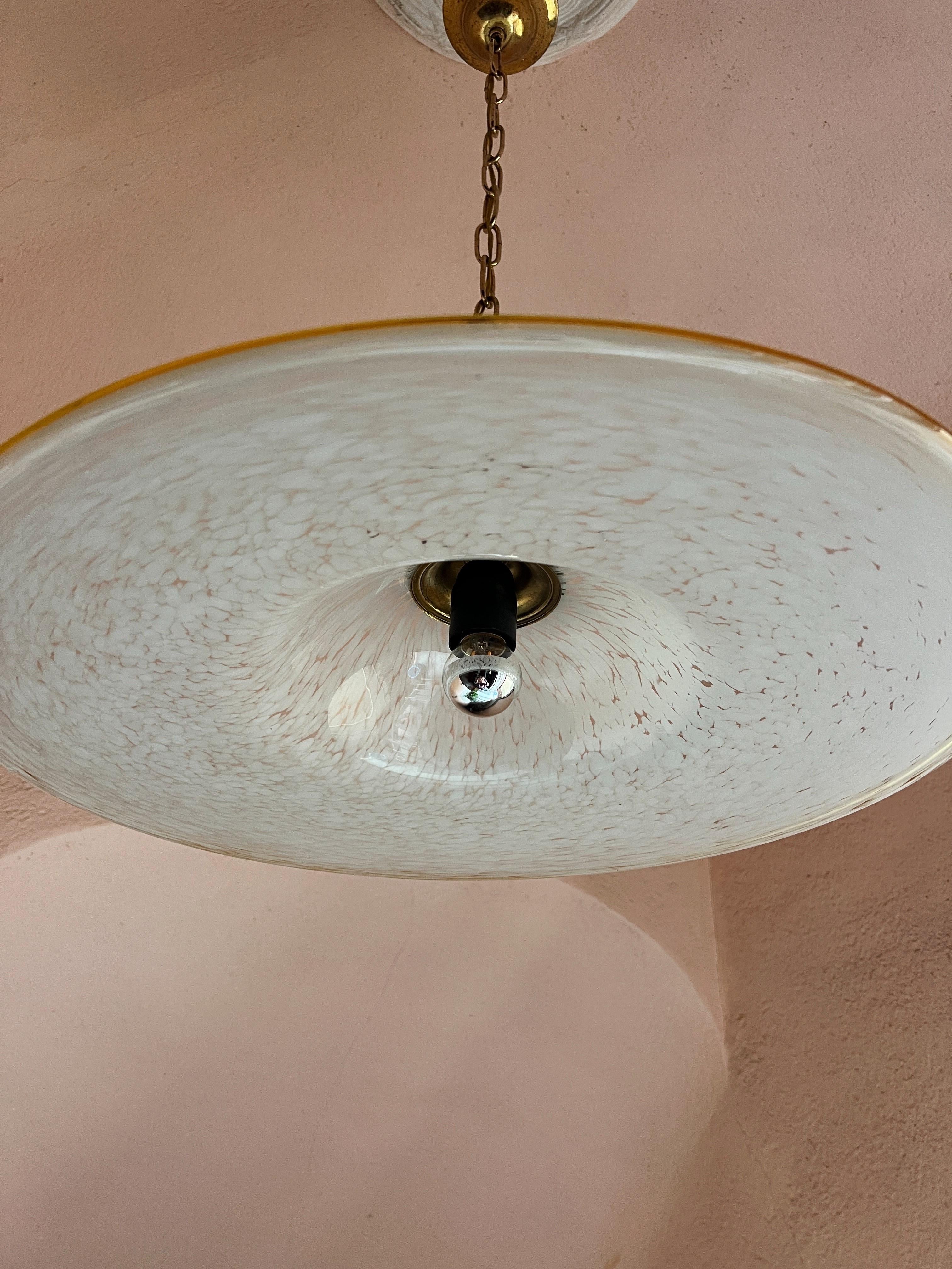 Mid century modern Murano Glas Pendelleuchte 1970er Italien im Zustand „Gut“ im Angebot in Palermo, PA