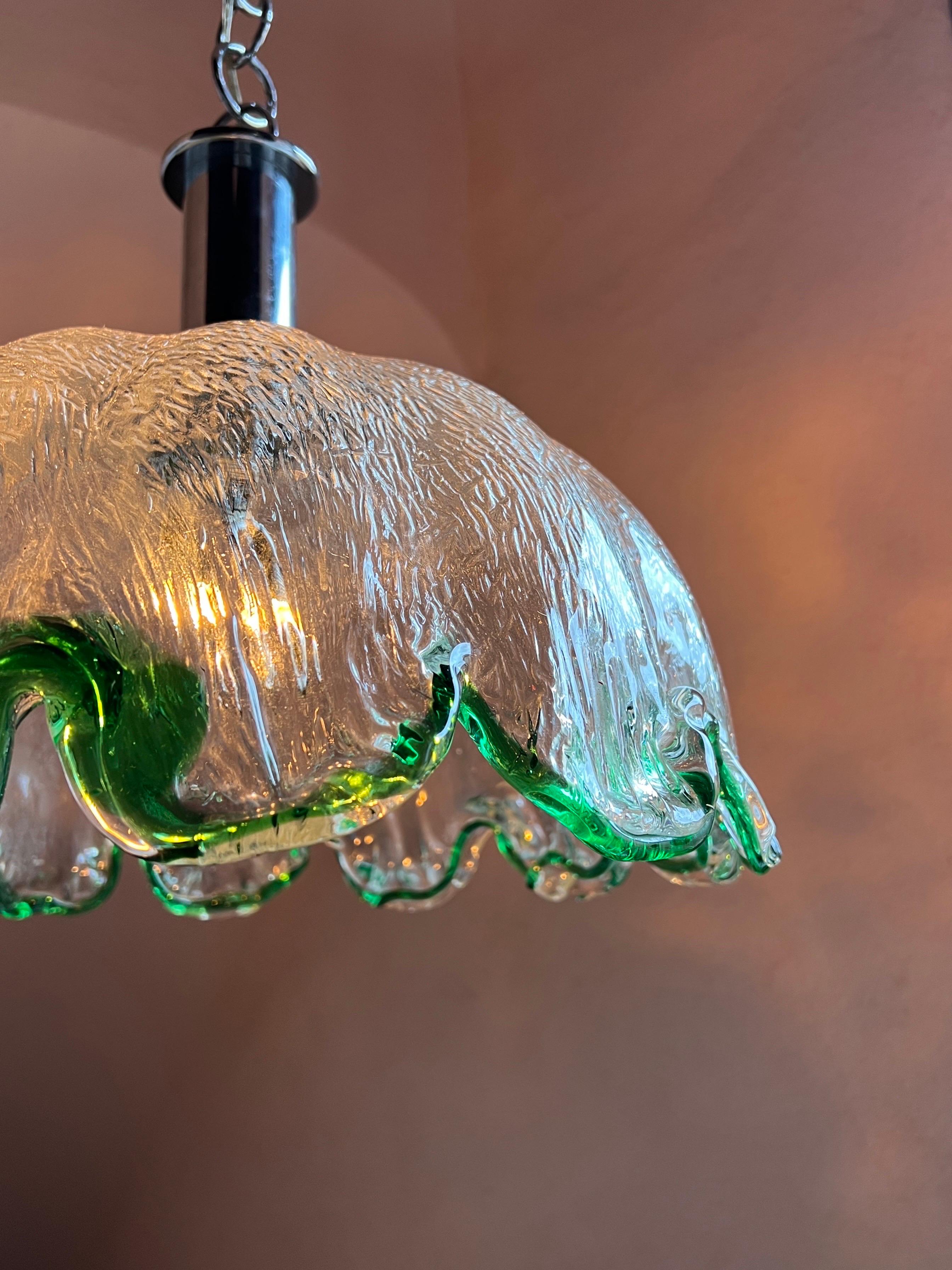 20th Century Mid century modern Murano glass pendant light 1970s Italy For Sale