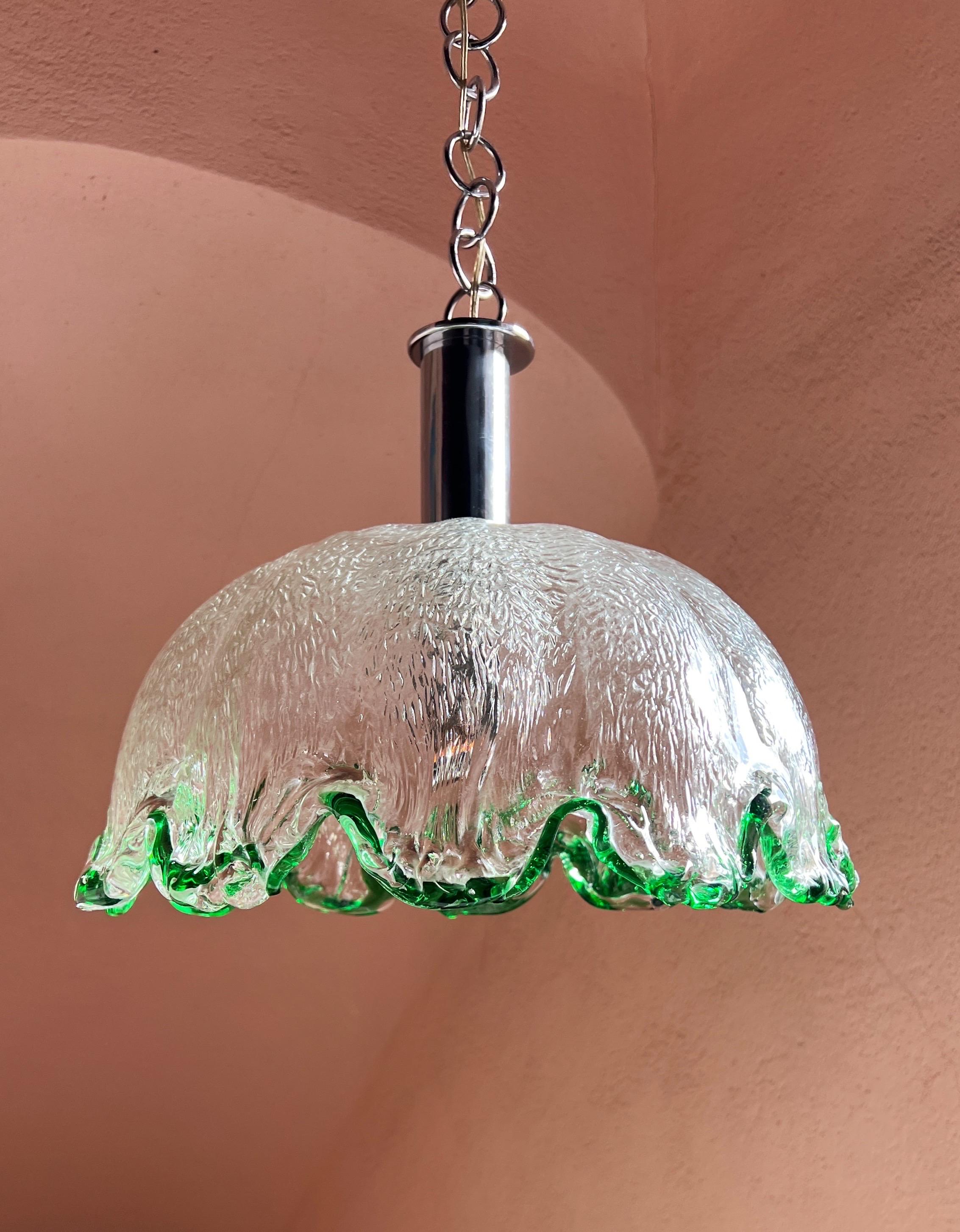 Mid century modern Murano glass pendant light 1970s Italy For Sale 1