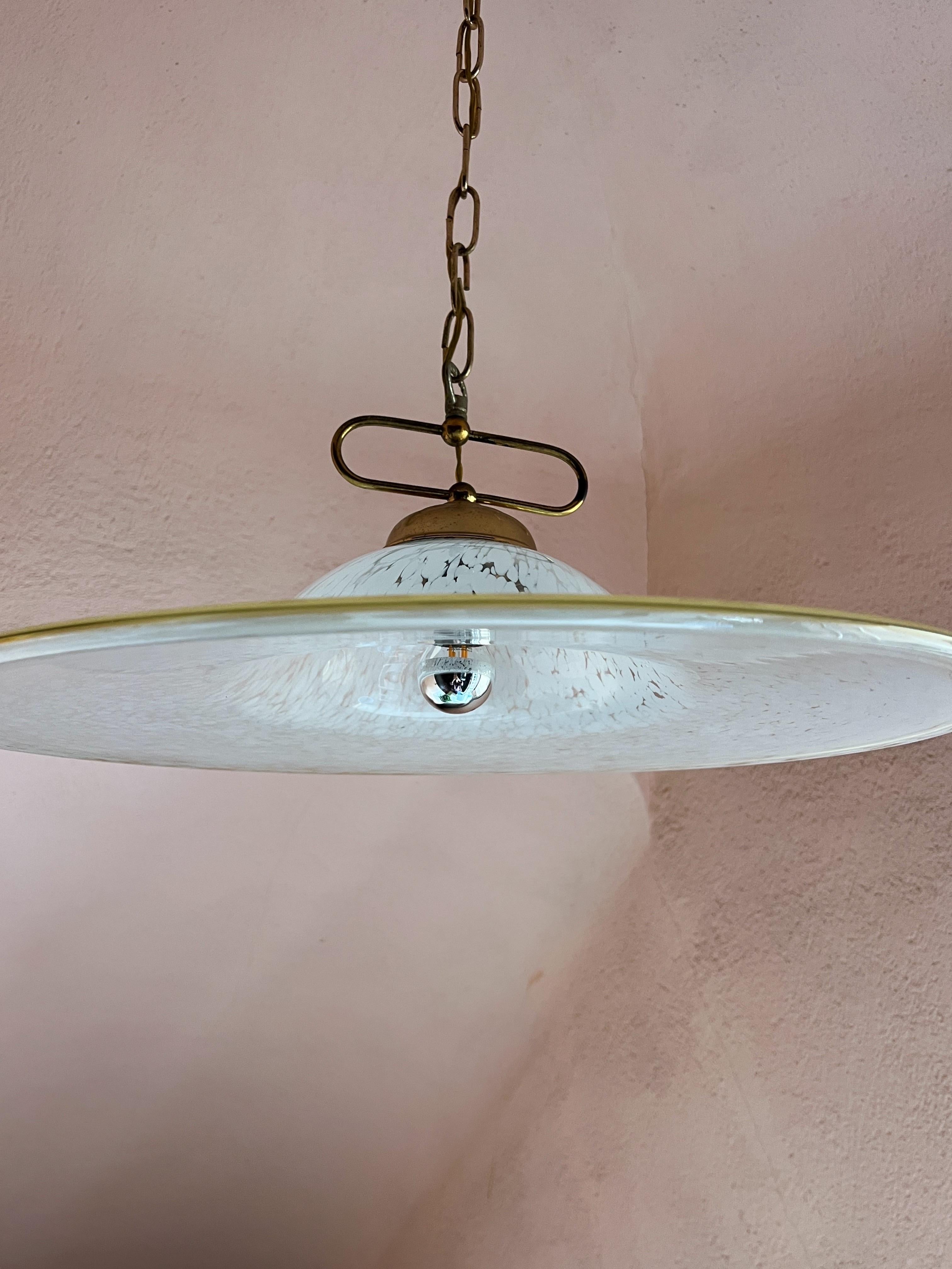 Mid century modern Murano Glas Pendelleuchte 1970er Italien im Angebot 1