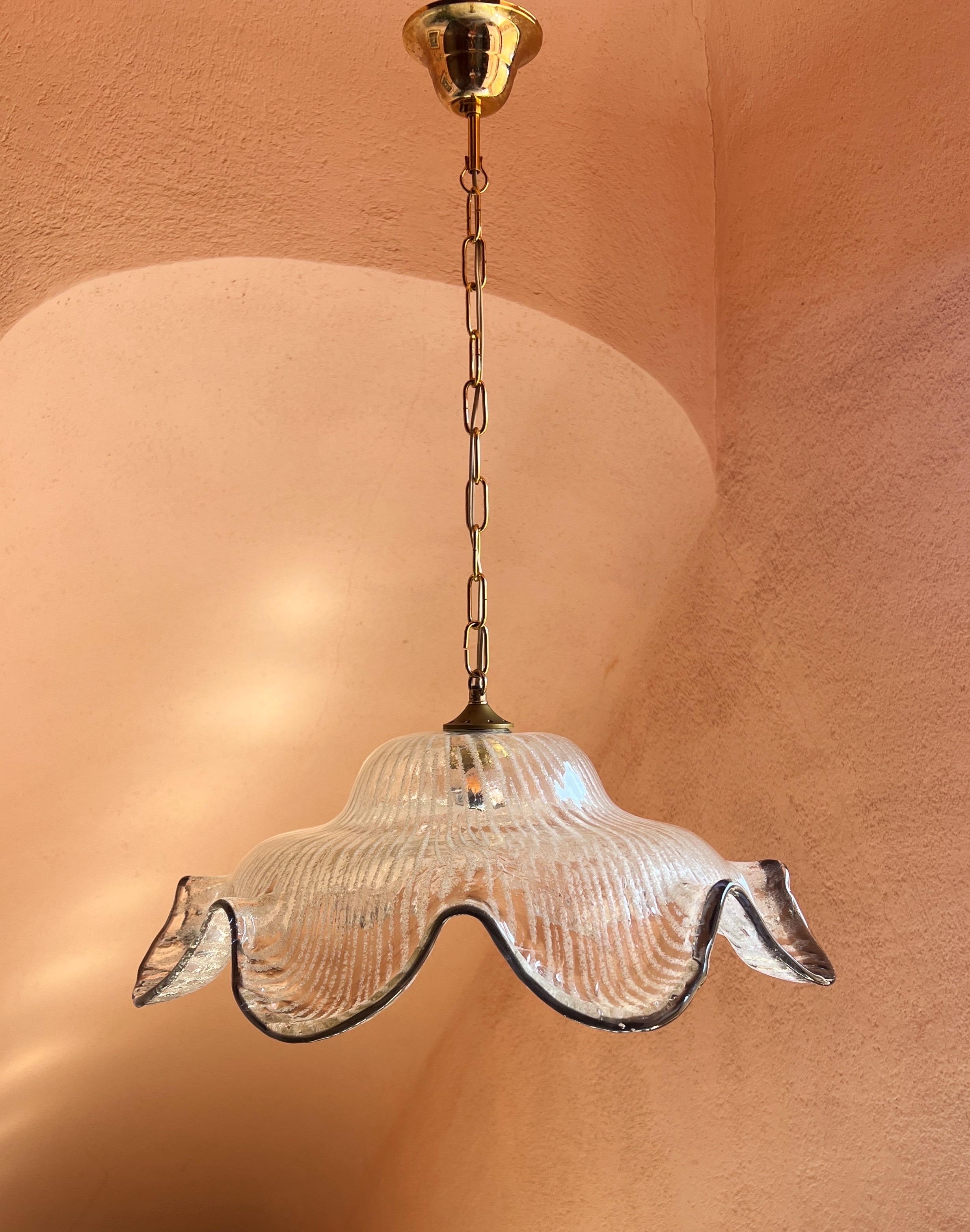 Mid-Century Modern Mid-century modern Murano glass pendant light by Maestri Muranesi, 1970s For Sale