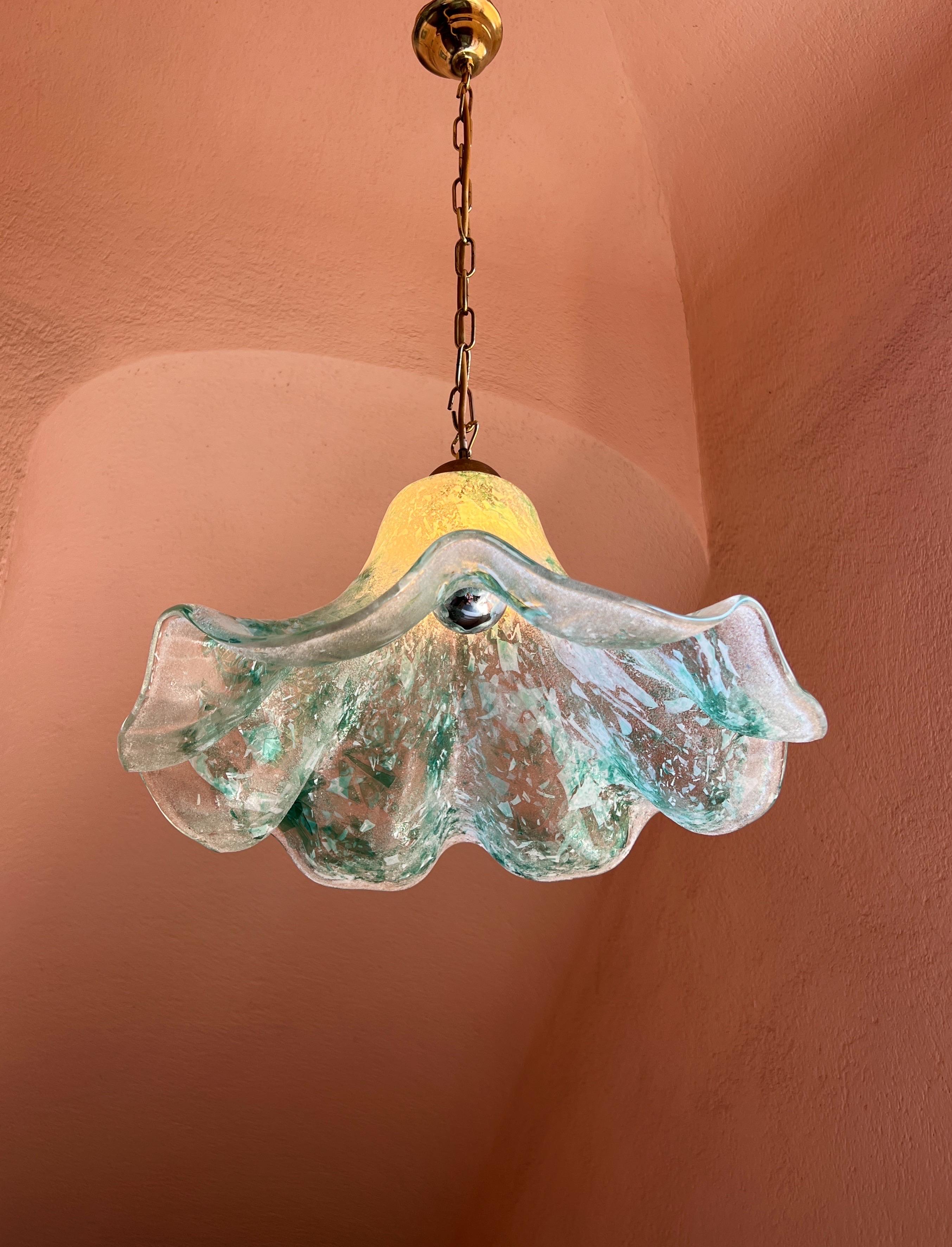 Mid-Century Modern Mid-century modern Murano glass pendant light by Maestri Muranesi, 1970s For Sale