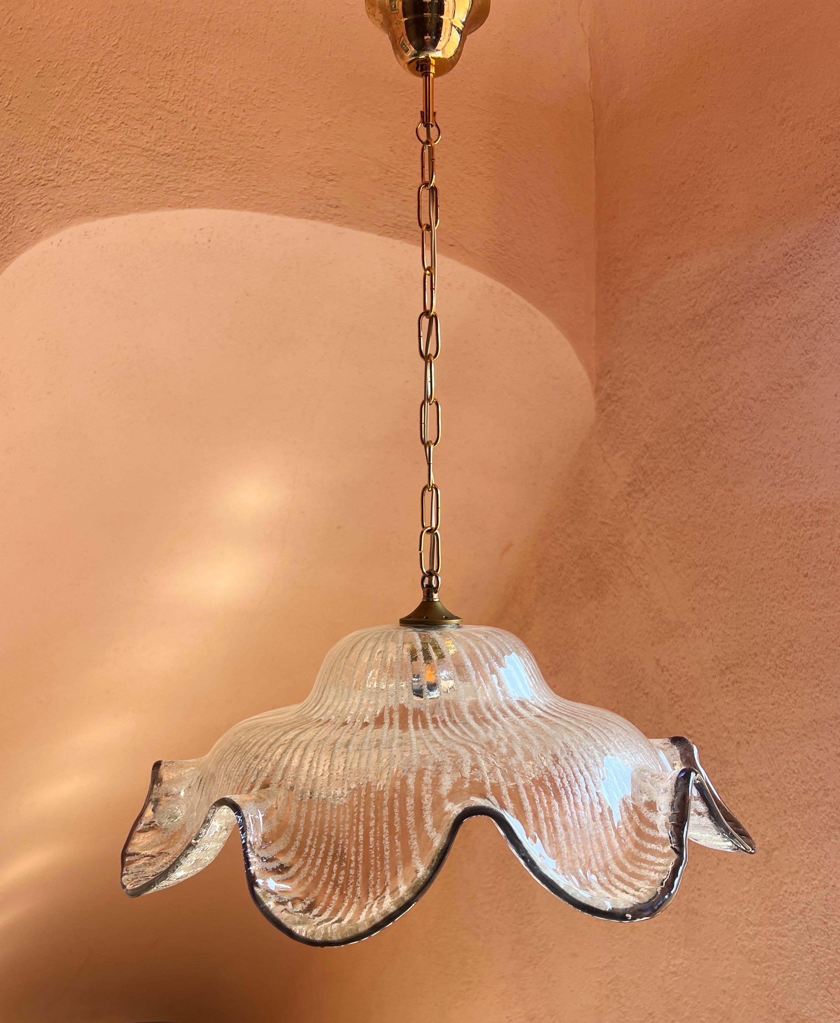 20th Century Mid-century modern Murano glass pendant light by Maestri Muranesi, 1970s For Sale