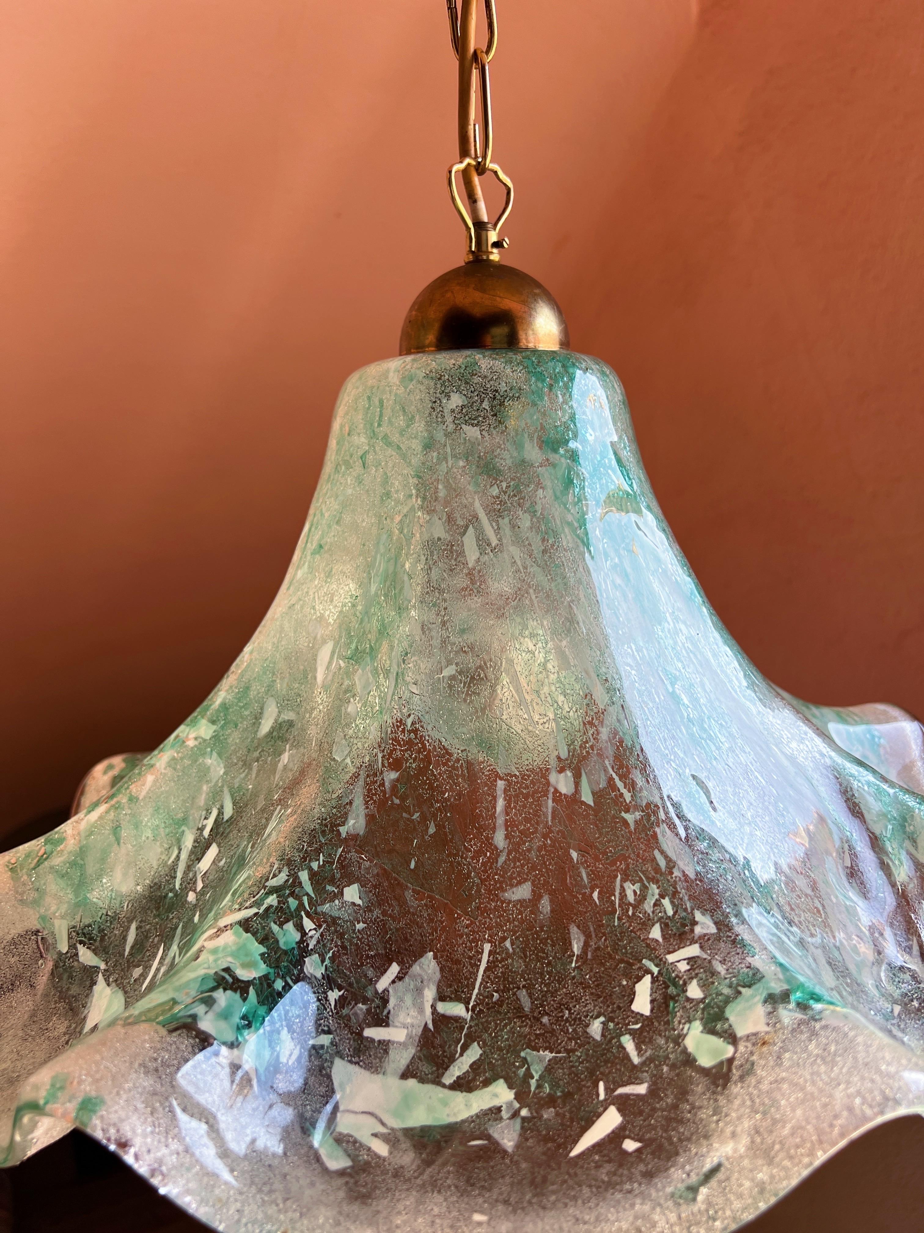 20th Century Mid-century modern Murano glass pendant light by Maestri Muranesi, 1970s For Sale
