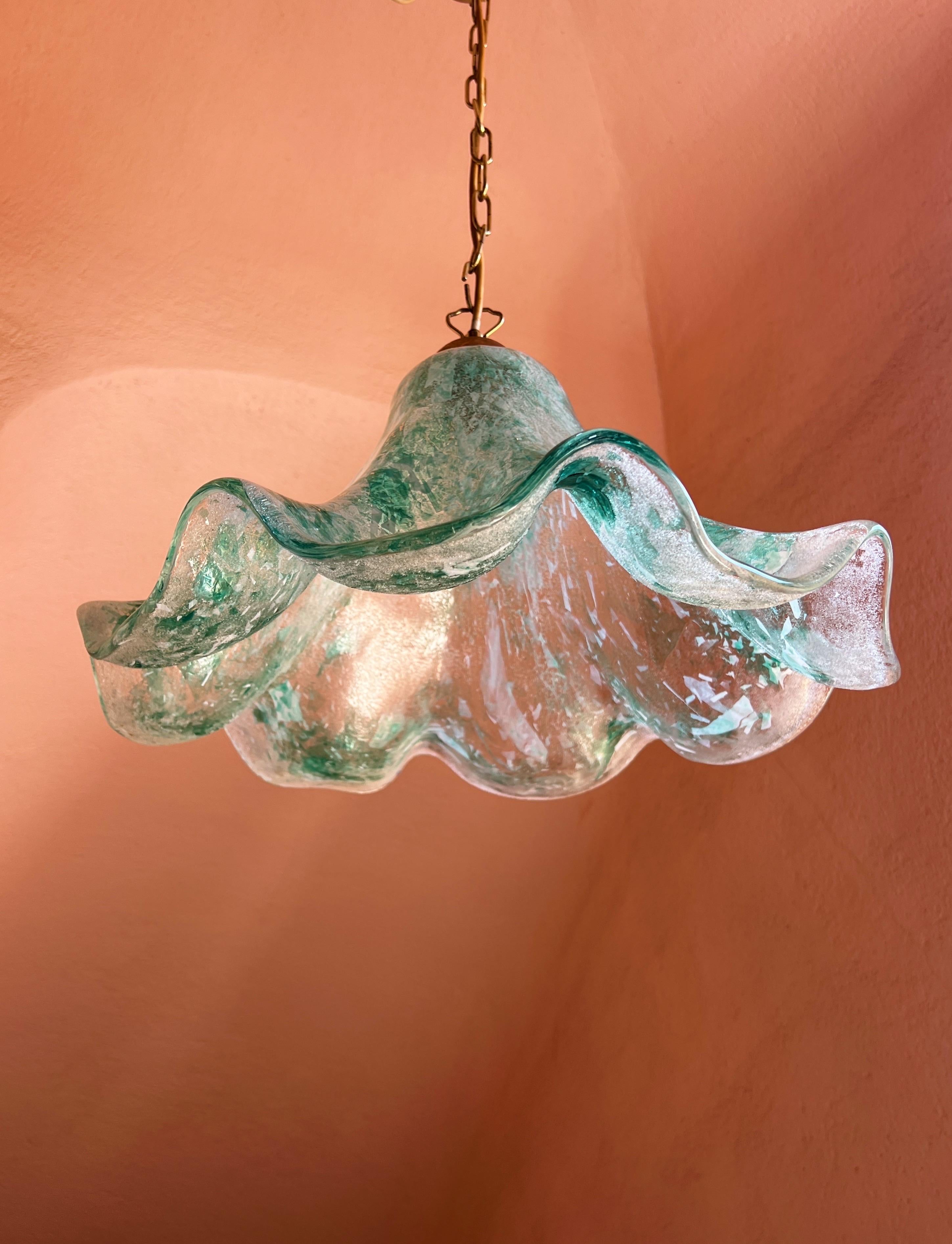 Metal Mid-century modern Murano glass pendant light by Maestri Muranesi, 1970s For Sale
