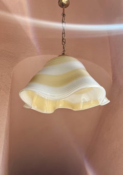 Mid Century Modern Murano glass pendant light Fazzoletto Handkerchief swirl