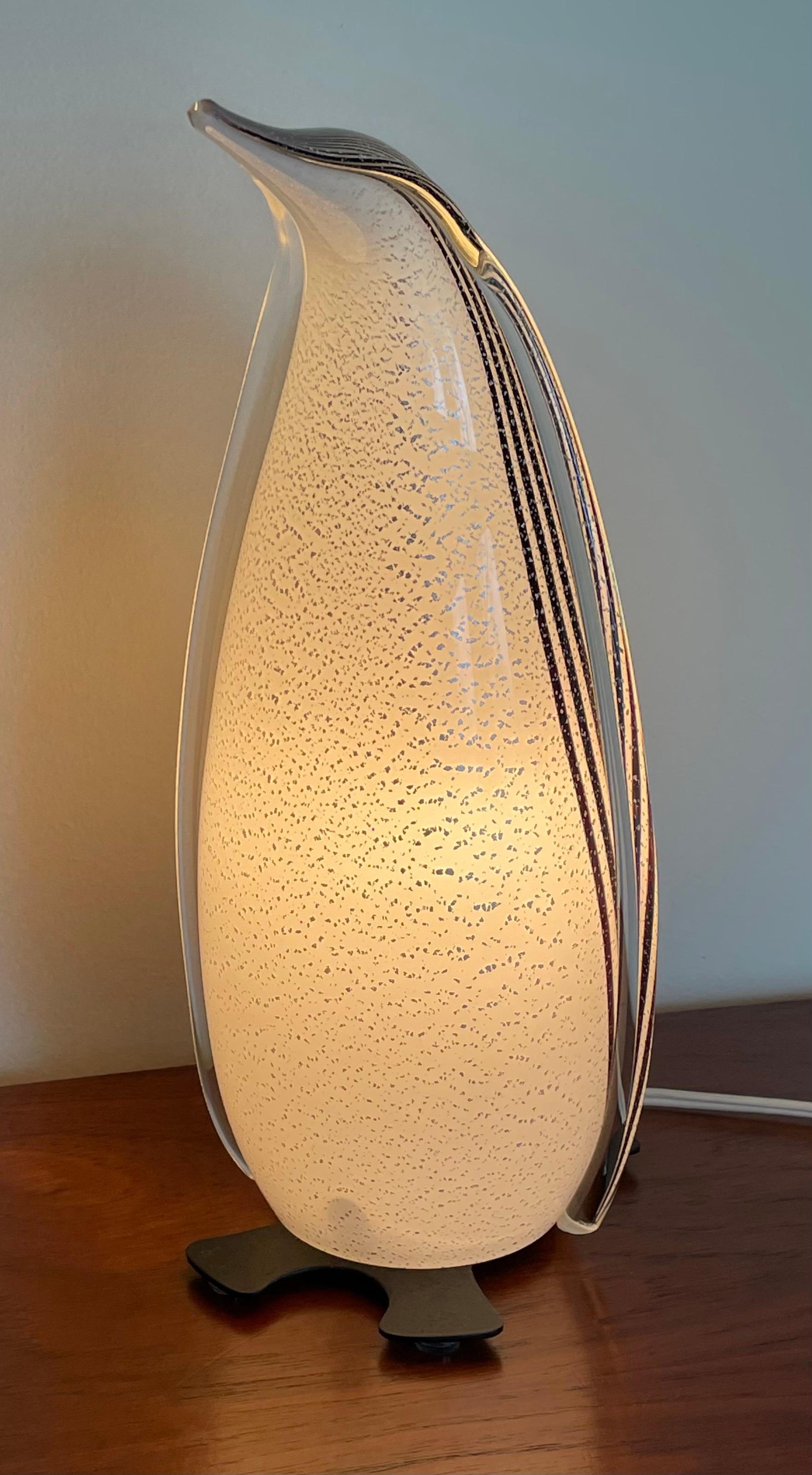 Mid-Century Modern Mid Century Modern Murano Glass Penguin Table Lamp by Modaluce, Italy