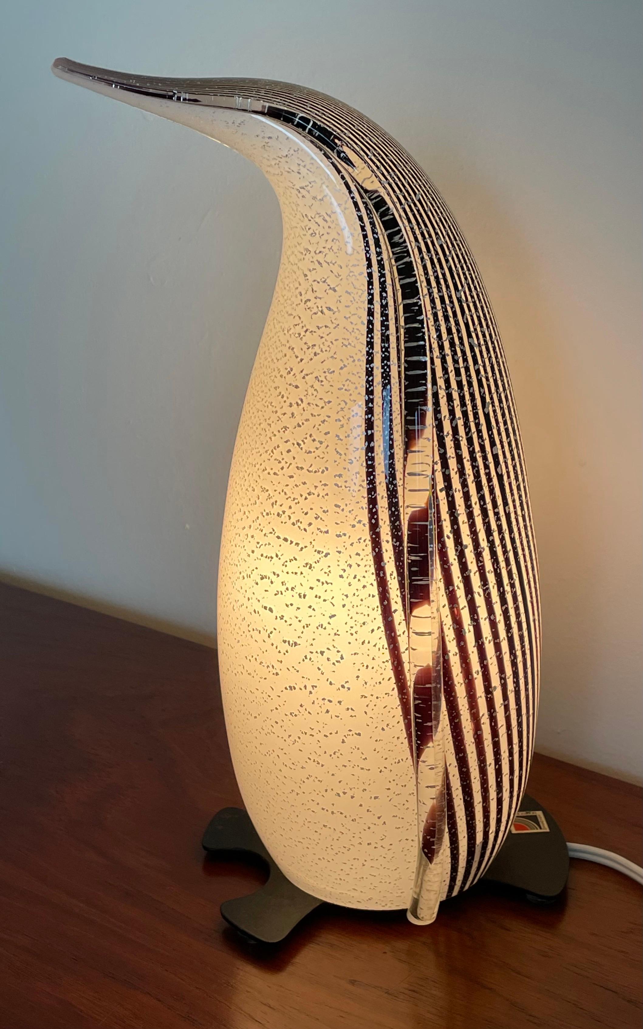 Italian Mid Century Modern Murano Glass Penguin Table Lamp by Modaluce, Italy