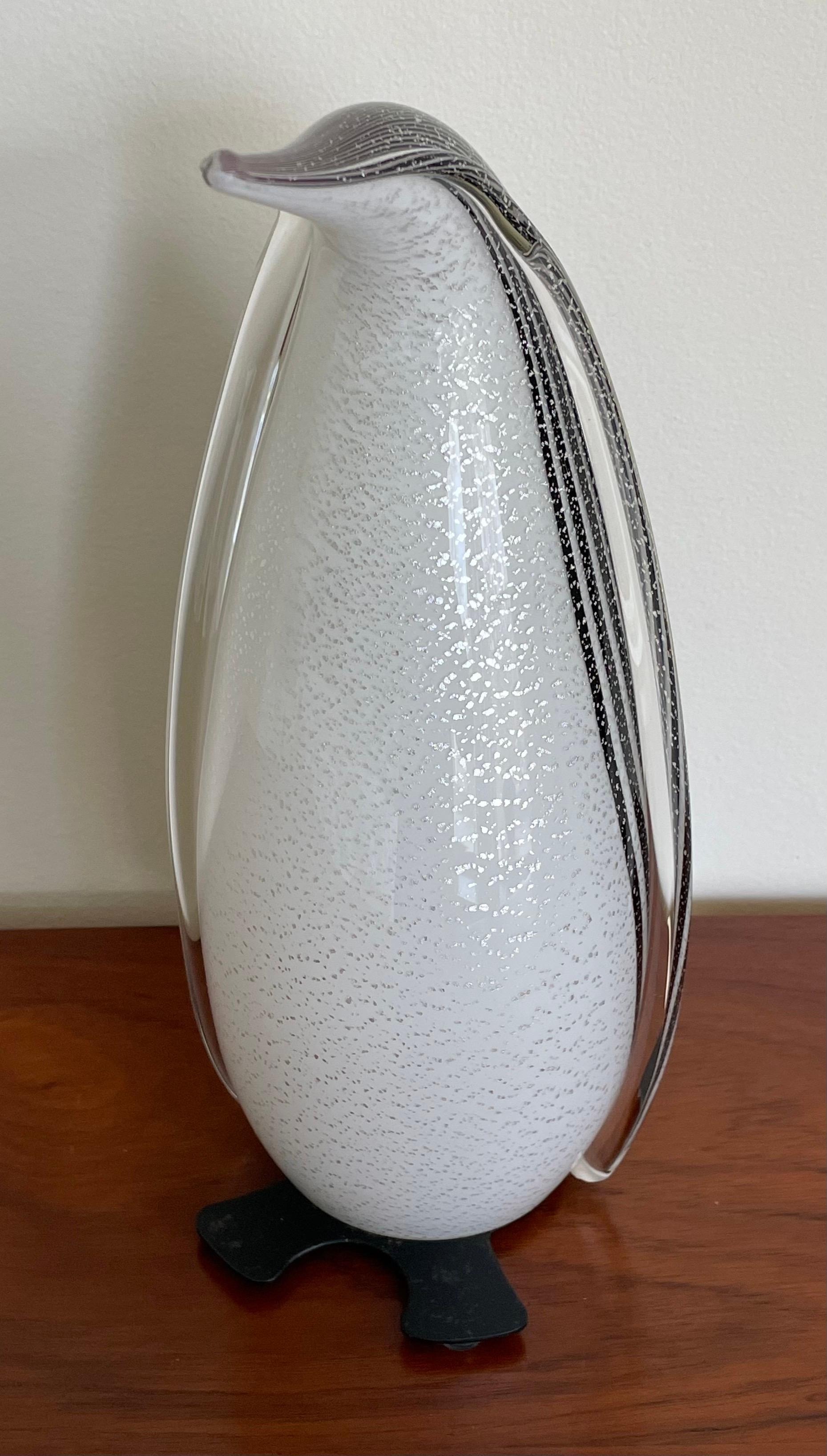 Late 20th Century Mid Century Modern Murano Glass Penguin Table Lamp by Modaluce, Italy