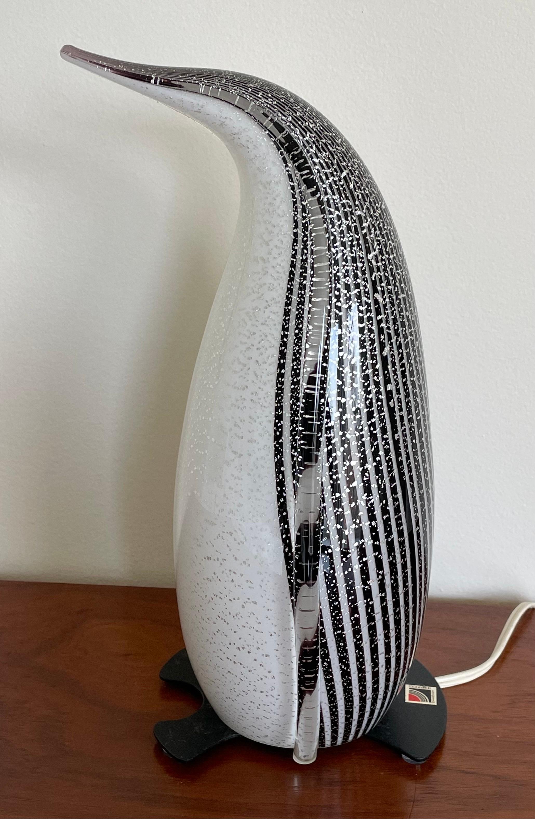 Blown Glass Mid Century Modern Murano Glass Penguin Table Lamp by Modaluce, Italy