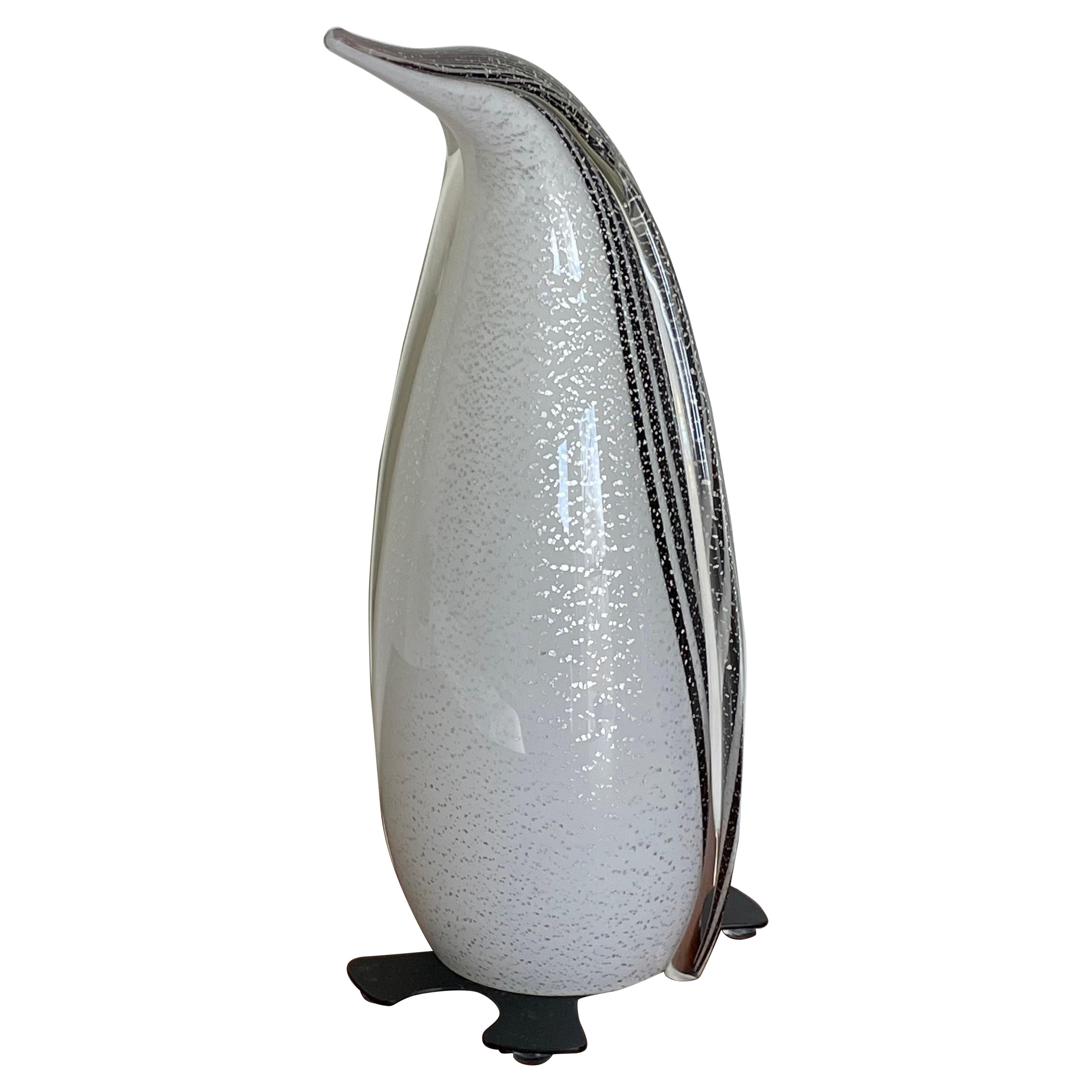 Mid Century Modern Murano Glass Penguin Table Lamp by Modaluce, Italy