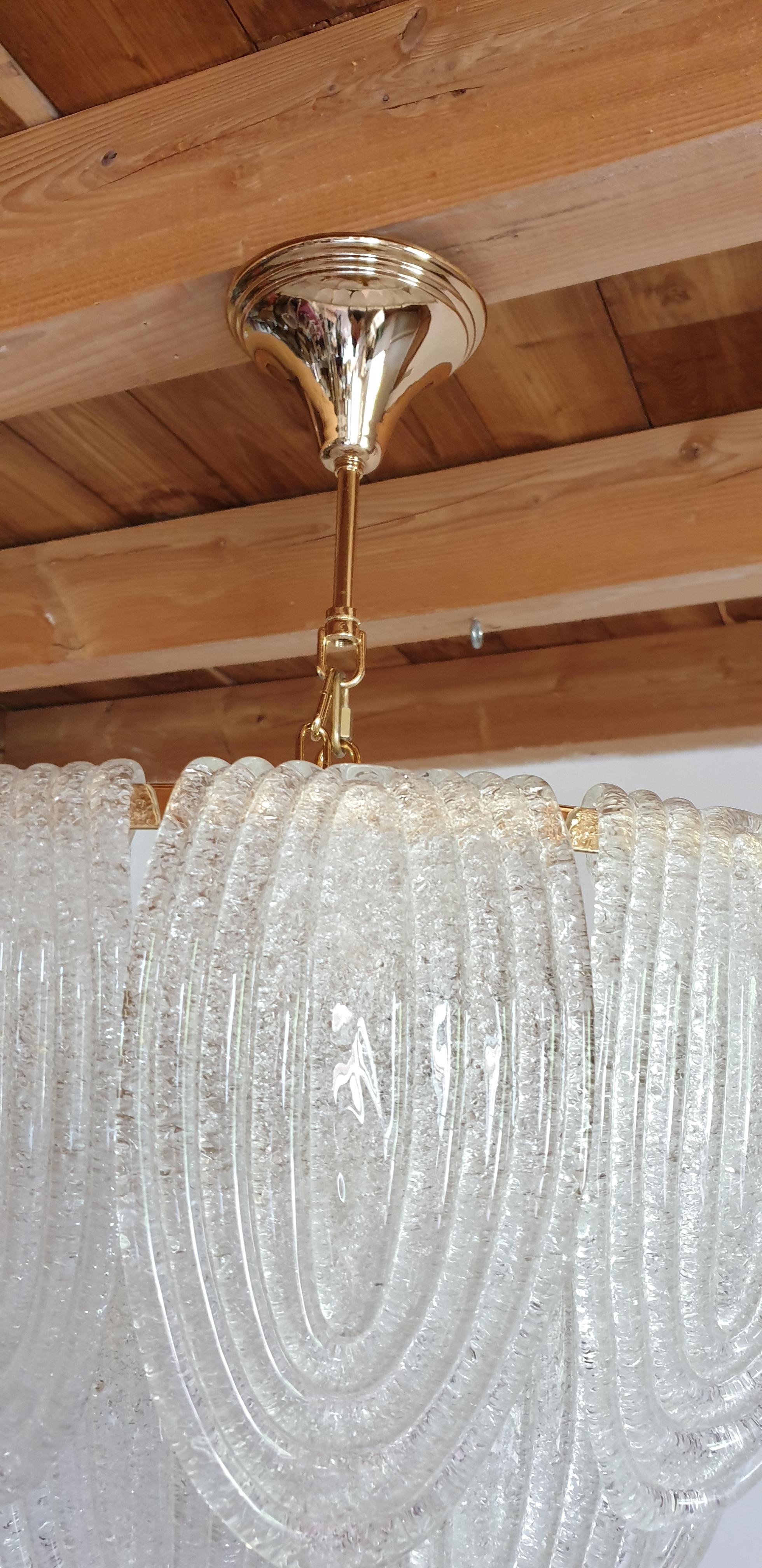 Mid-Century Modern Murano Glass and Plated Gold Chandelier by Mazzega 6