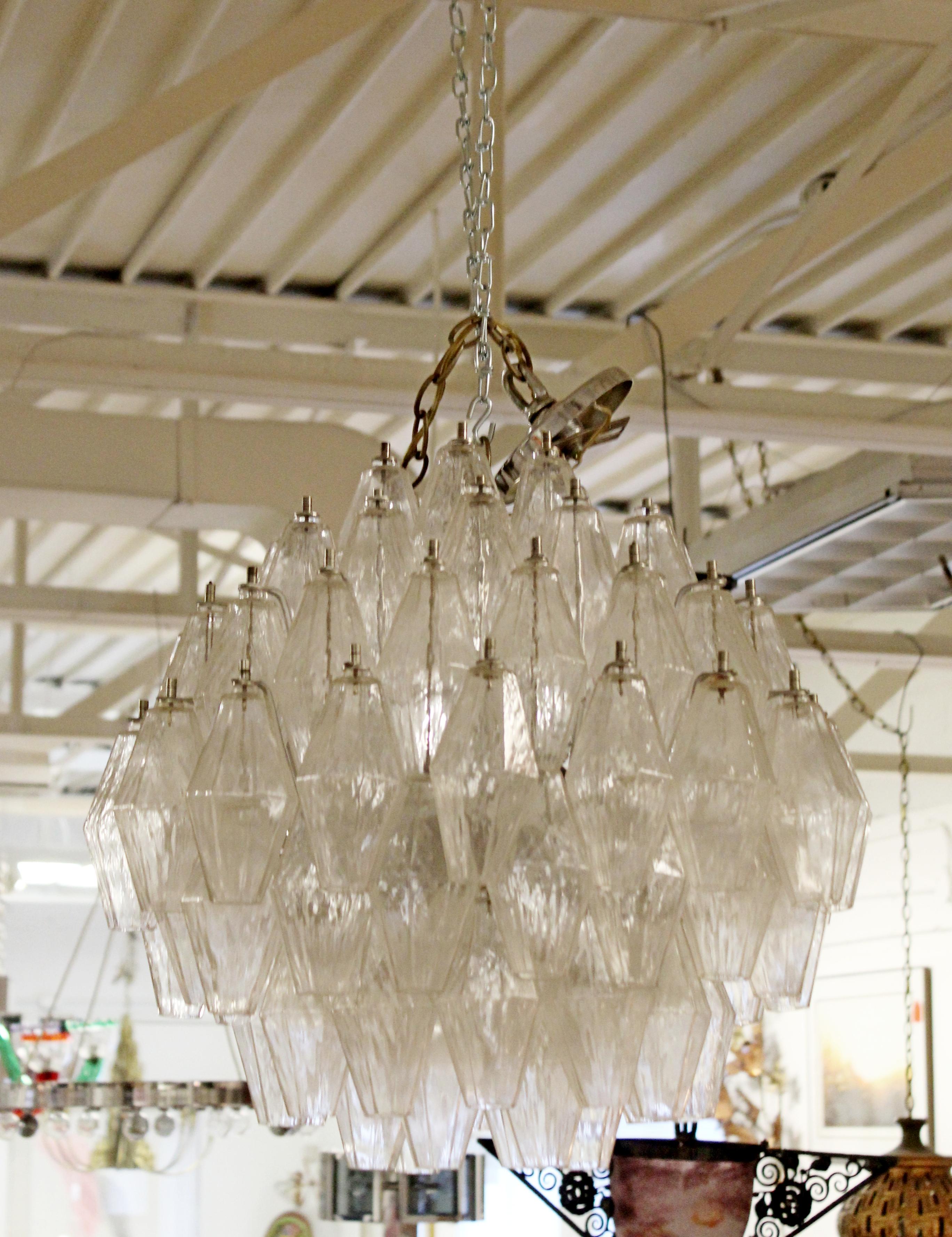 Mid-Century Modern Murano Glass Polyhedral Chandelier by Venini, Italy, 1960s In Good Condition In Keego Harbor, MI