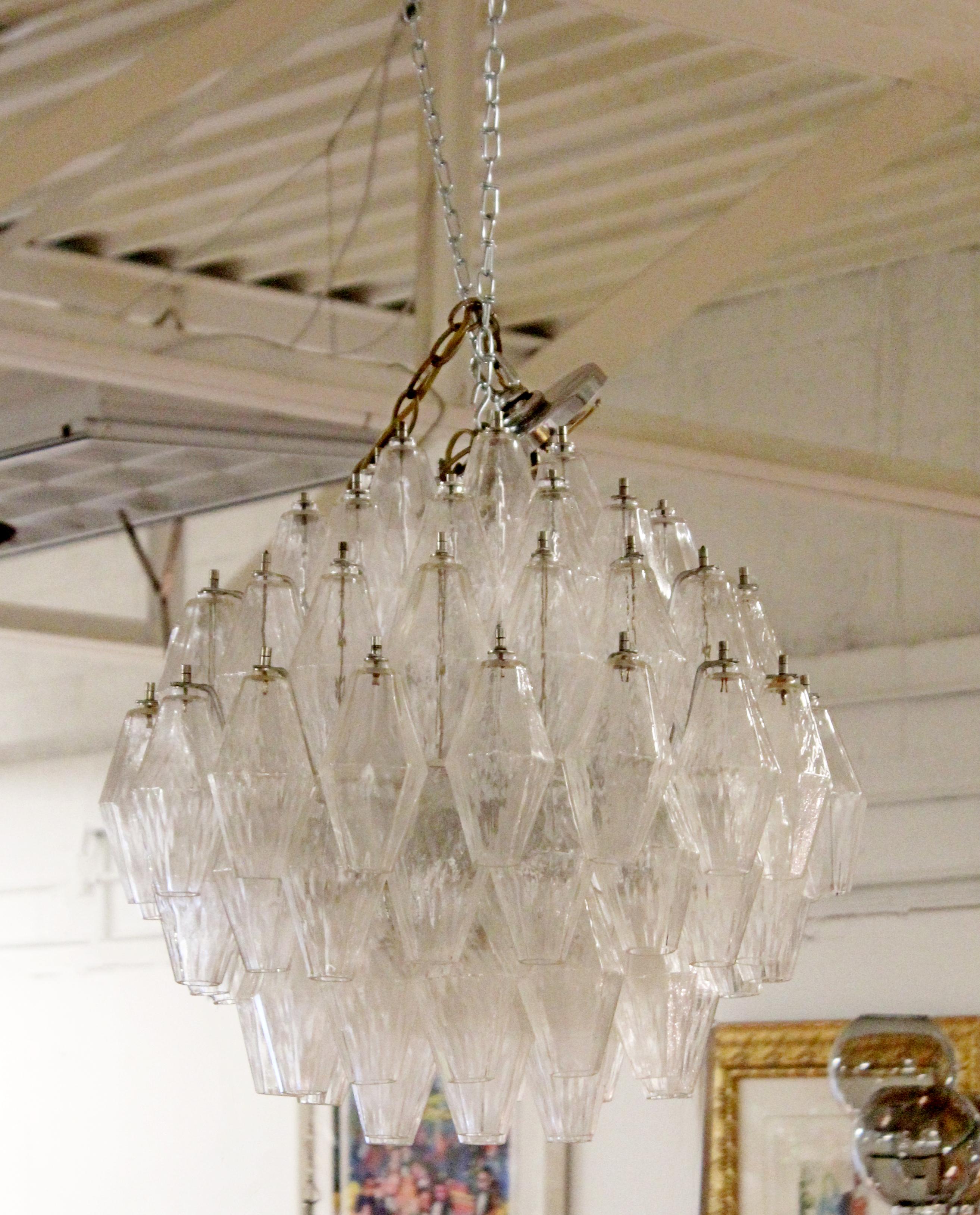 Mid-20th Century Mid-Century Modern Murano Glass Polyhedral Chandelier by Venini, Italy, 1960s