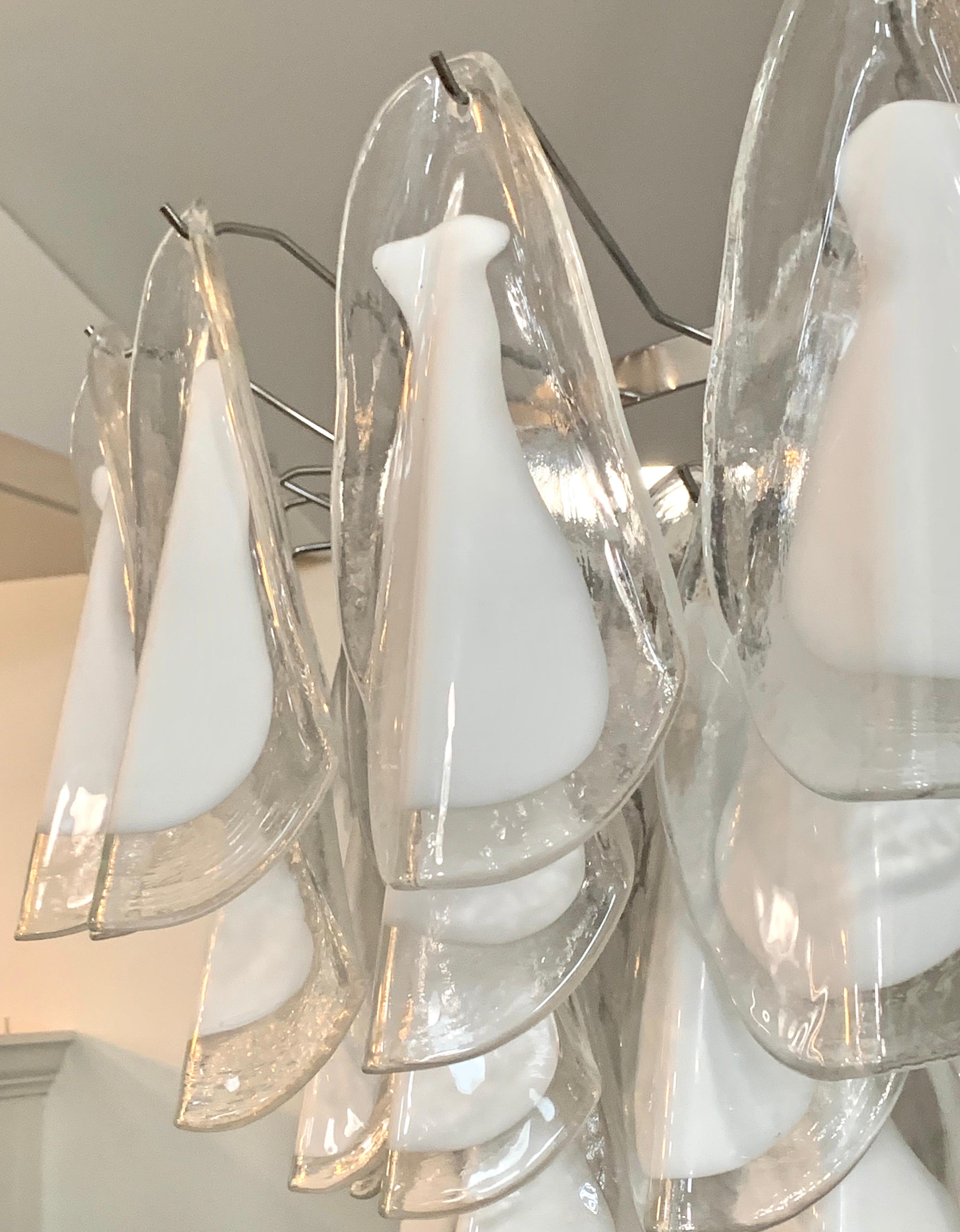 Mid-Century Modern Murano Glass Round Waterfall Chandelier In Good Condition In West Hartford, CT