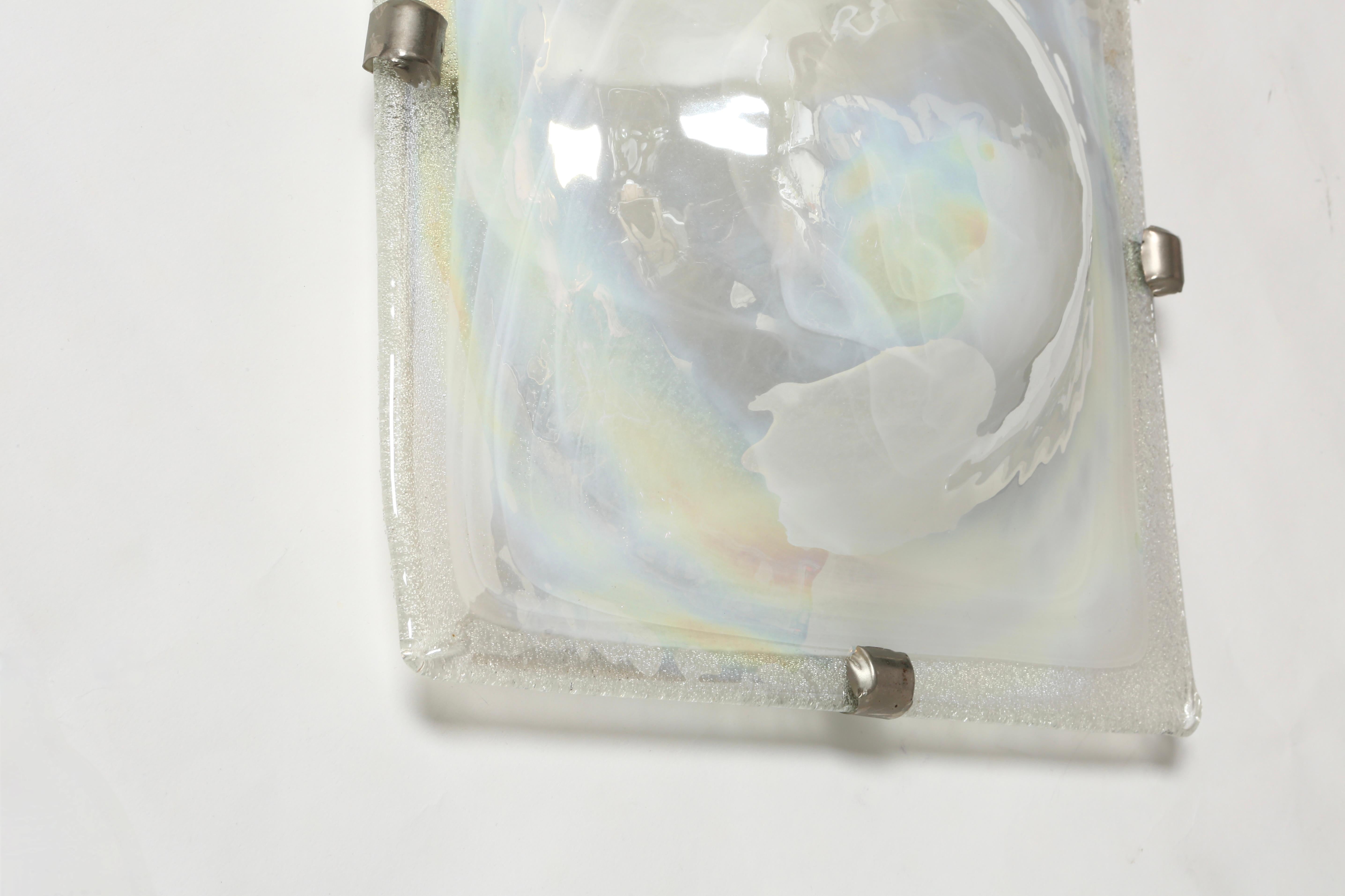 Mid-20th Century Mid-century modern Murano glass sconces, a pair For Sale