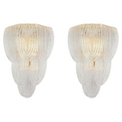 Mid-Century Modern Murano Glass Sconces, by Mazzega, a Pair