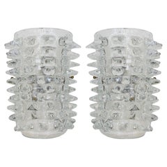 Mid-Century Modern Paar Rostrati Murano Glas und Messing Italienisch Sconces