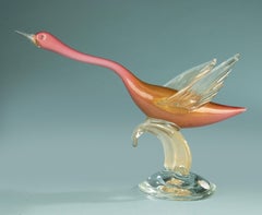 Mid Century Modern Murano Glass Sculpture - Salviati - Flying Bird