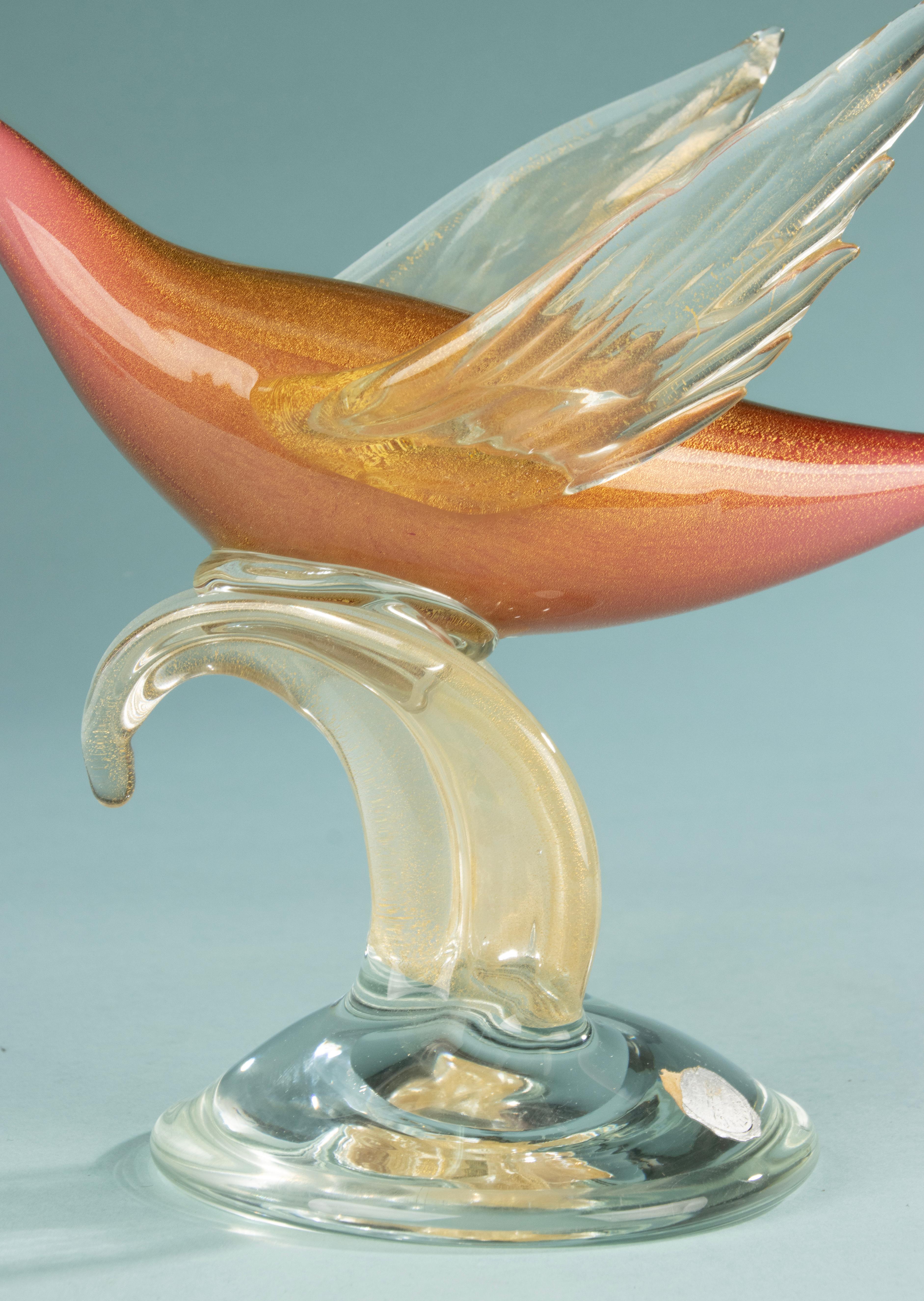 Mid Century Modern Murano Glass Sculpture - Salviati - Flying Bird