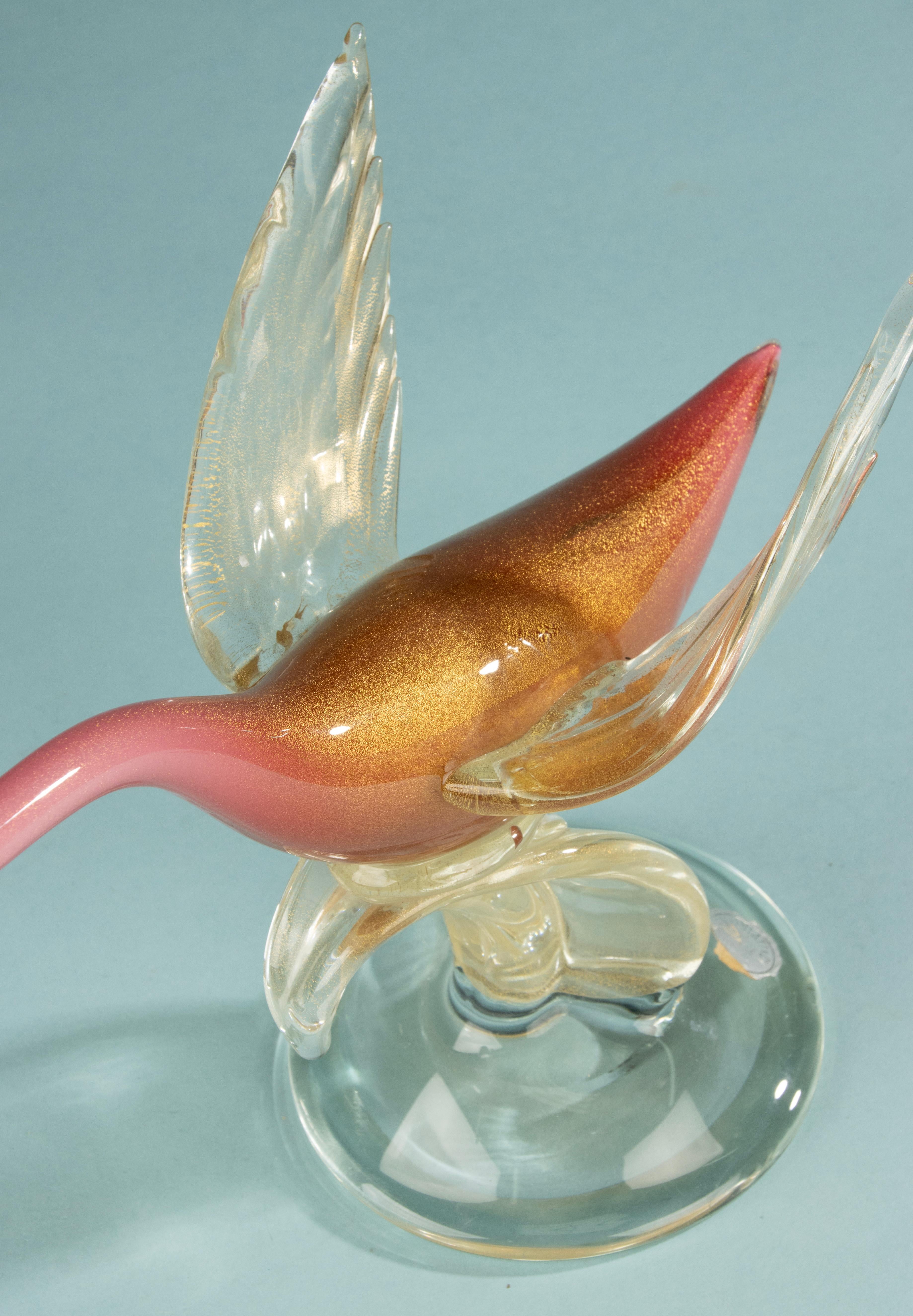 Mid Century Modern Murano Glass Sculpture - Salviati - Flying Bird