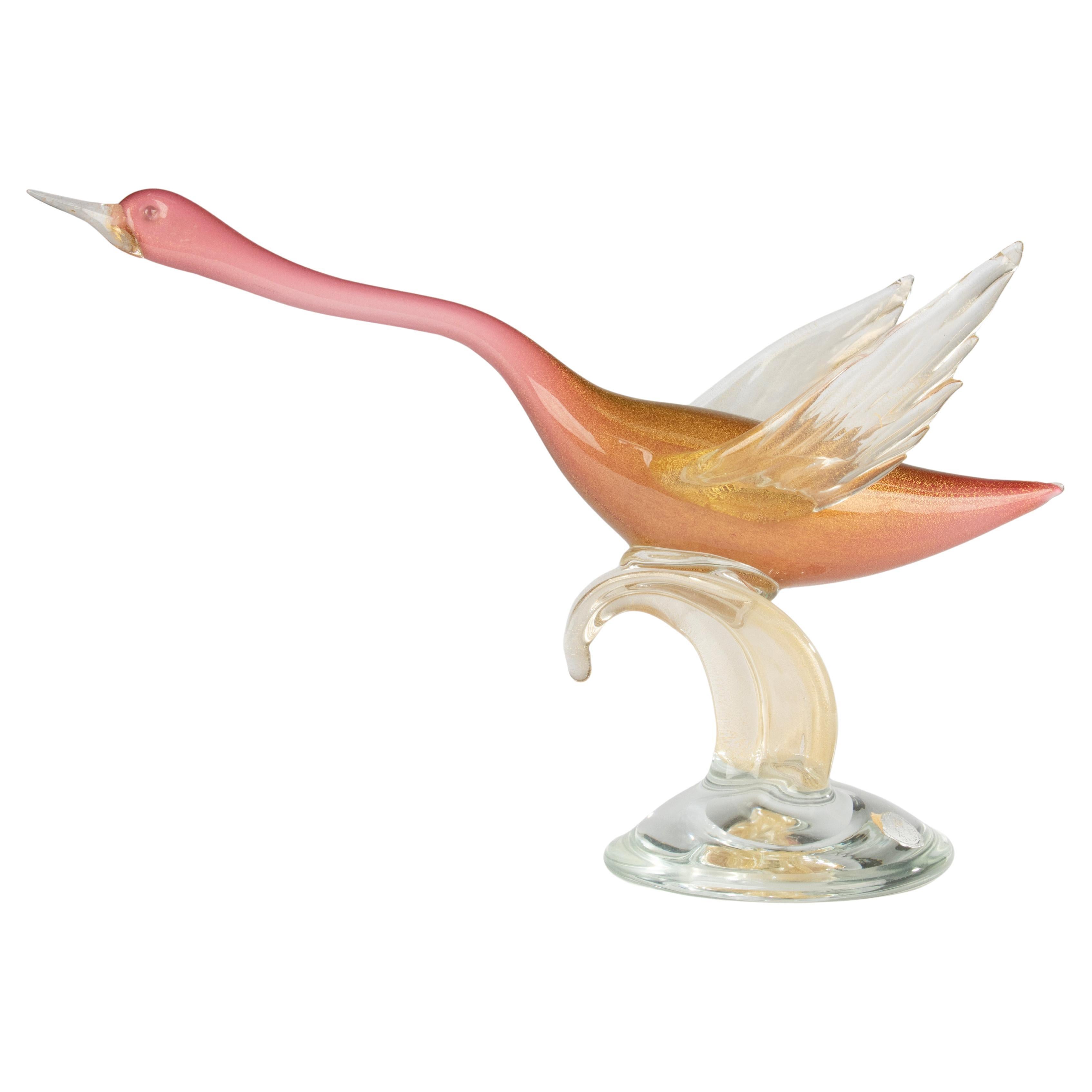Mid Century Modern Murano Glass Sculpture - Salviati - Flying Bird