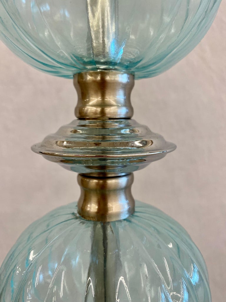 Metal Mid-Century Modern Murano Glass Standing Floor Lamp For Sale