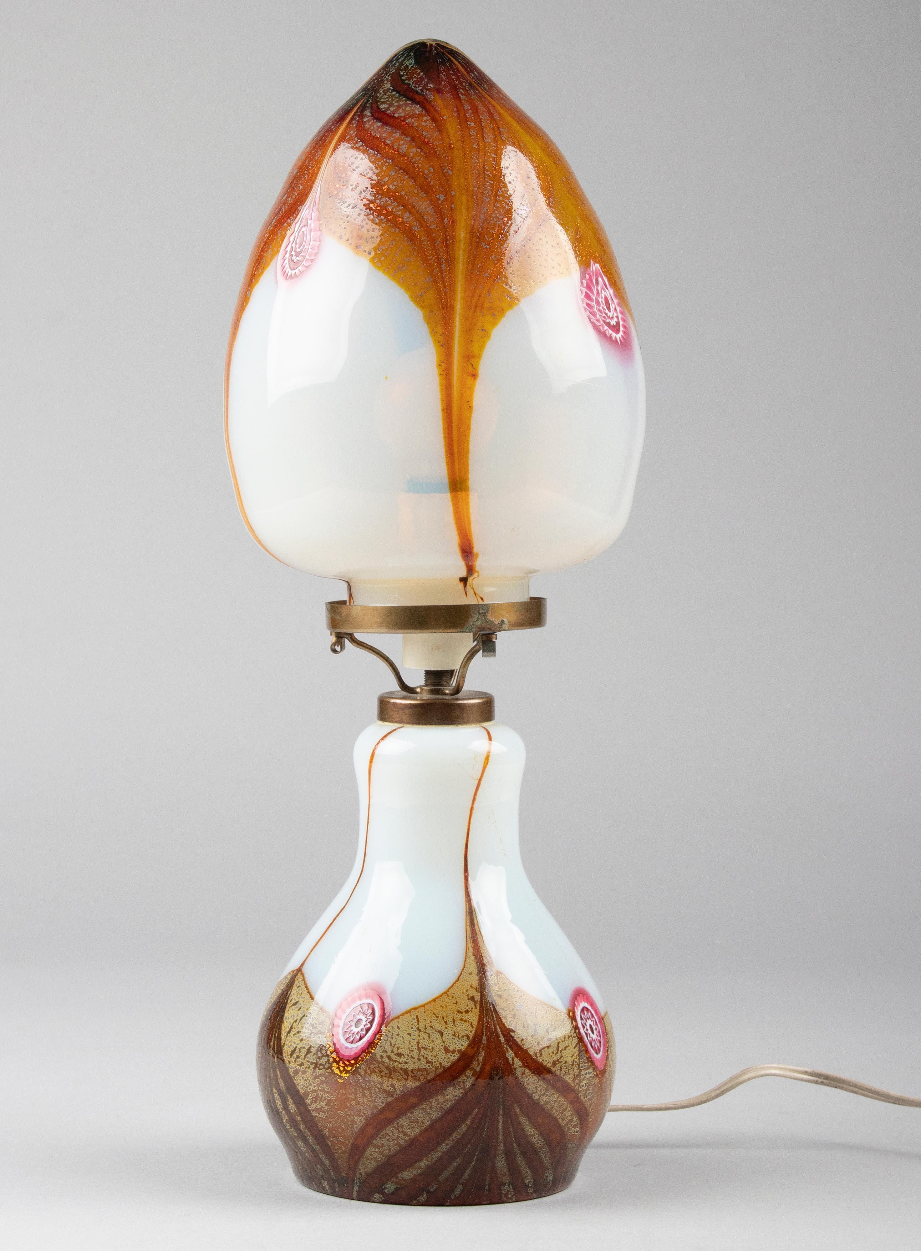 Italian Mid Century Modern Murano Glass Table Lamp For Sale
