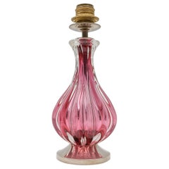 Mid-Century Modern Murano Glass Table Lamp made in Pink Murano Glass 1960s Italy