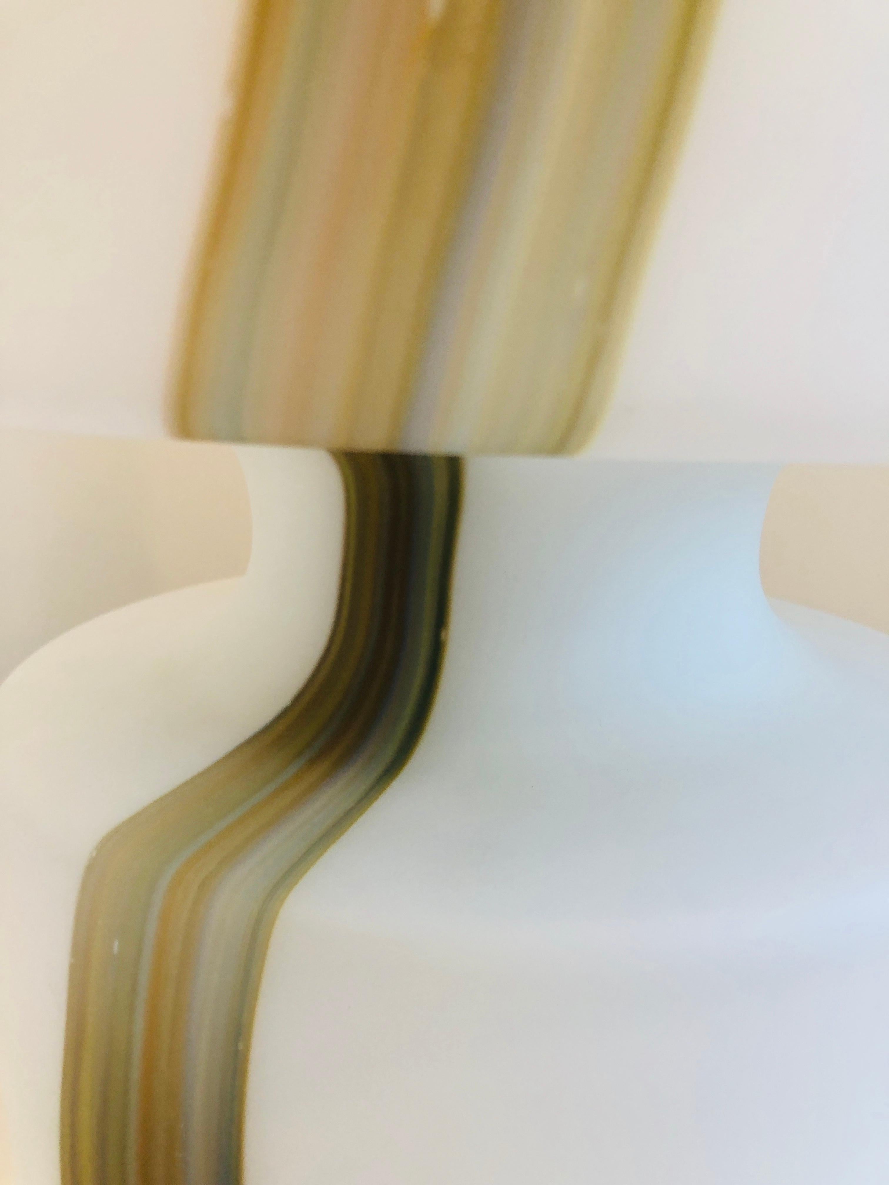 Italian Missoni Style White, Brown, Orange and Blue Murano Art Glass Table Lamp For Sale 1