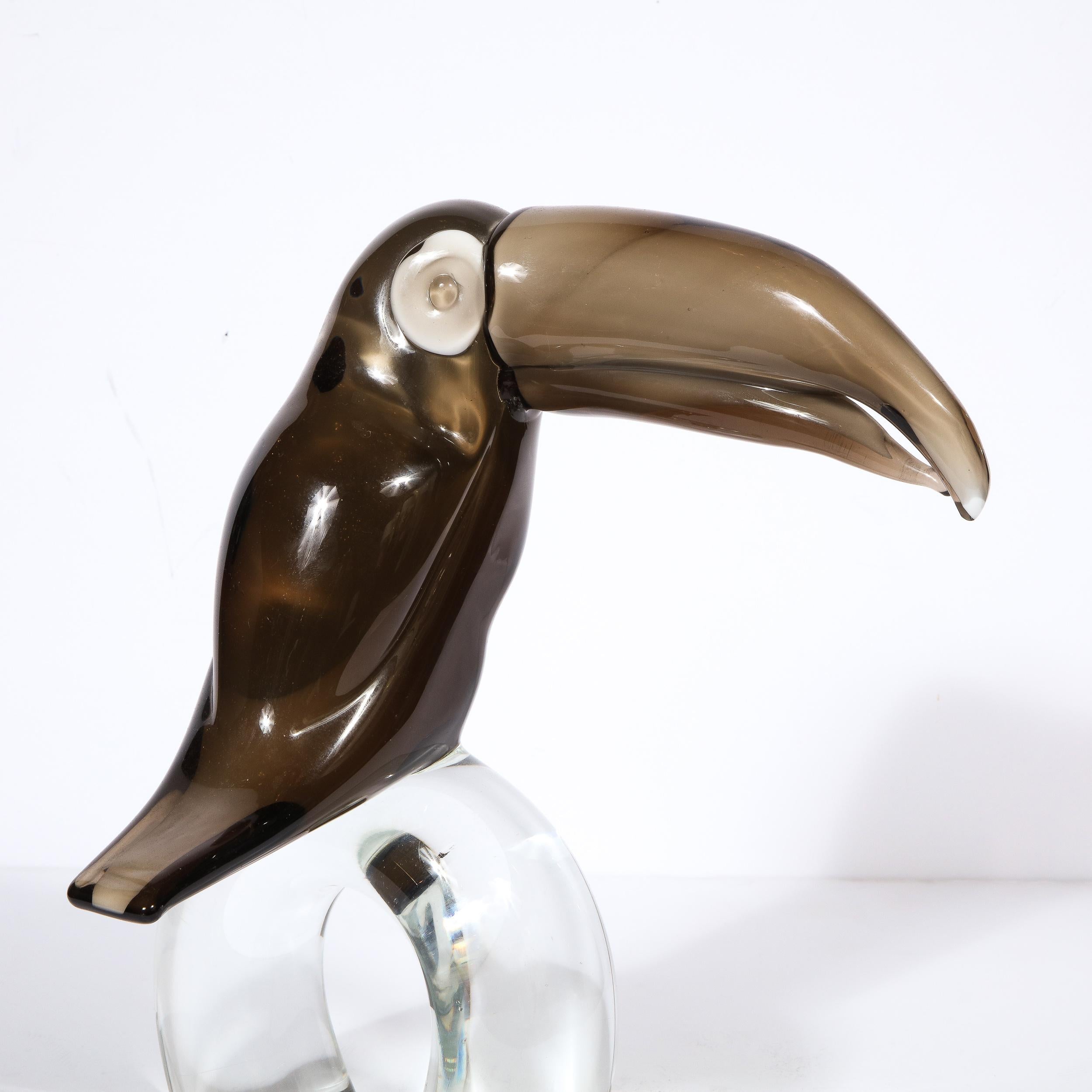 Italian Mid-Century Modern Murano Glass Toucan Sculpture Signed by Licio Zanetti For Sale