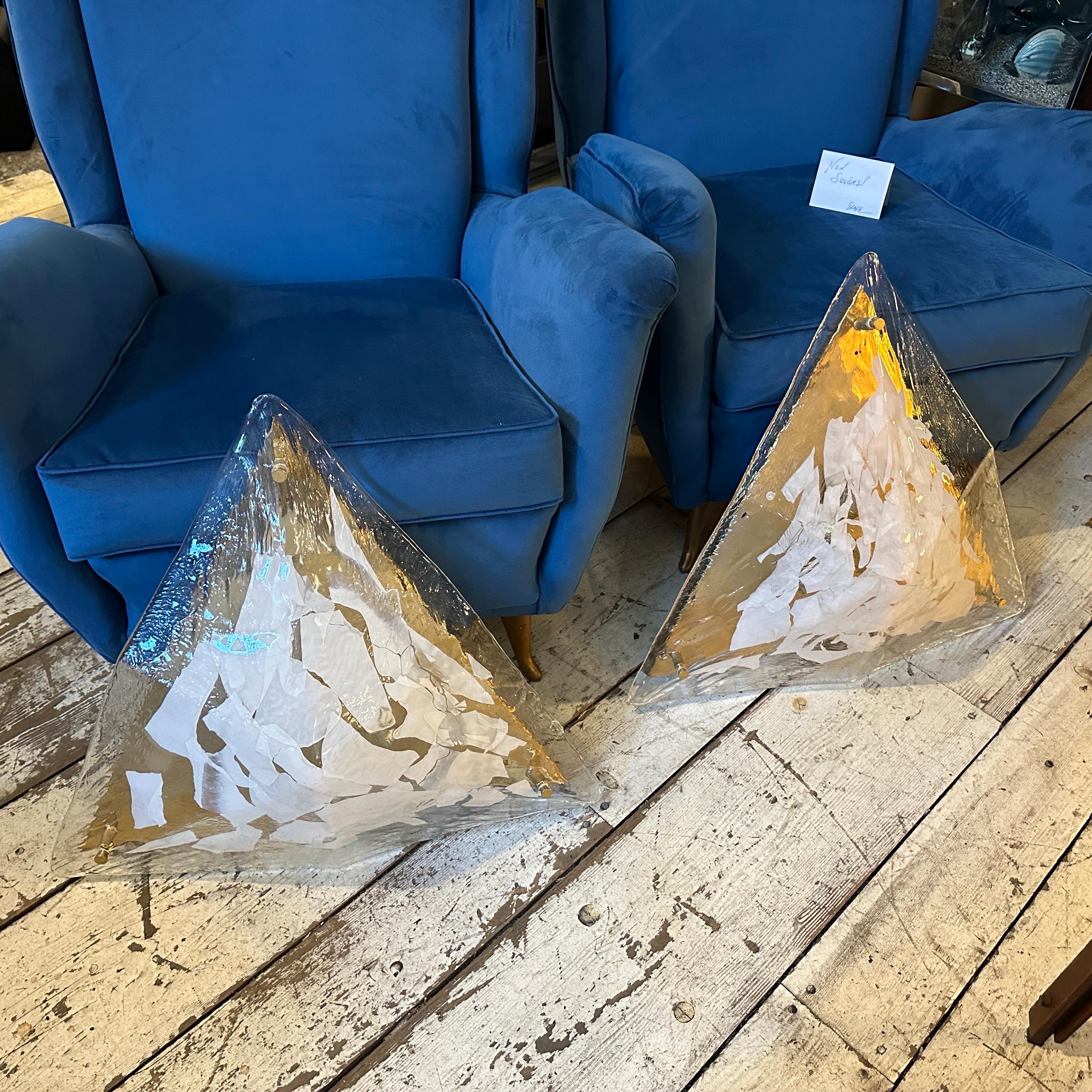 Mid-Century Modern Murano Glass Triangular Wall or Ceiling Light by La Murrina In Good Condition For Sale In Aci Castello, IT