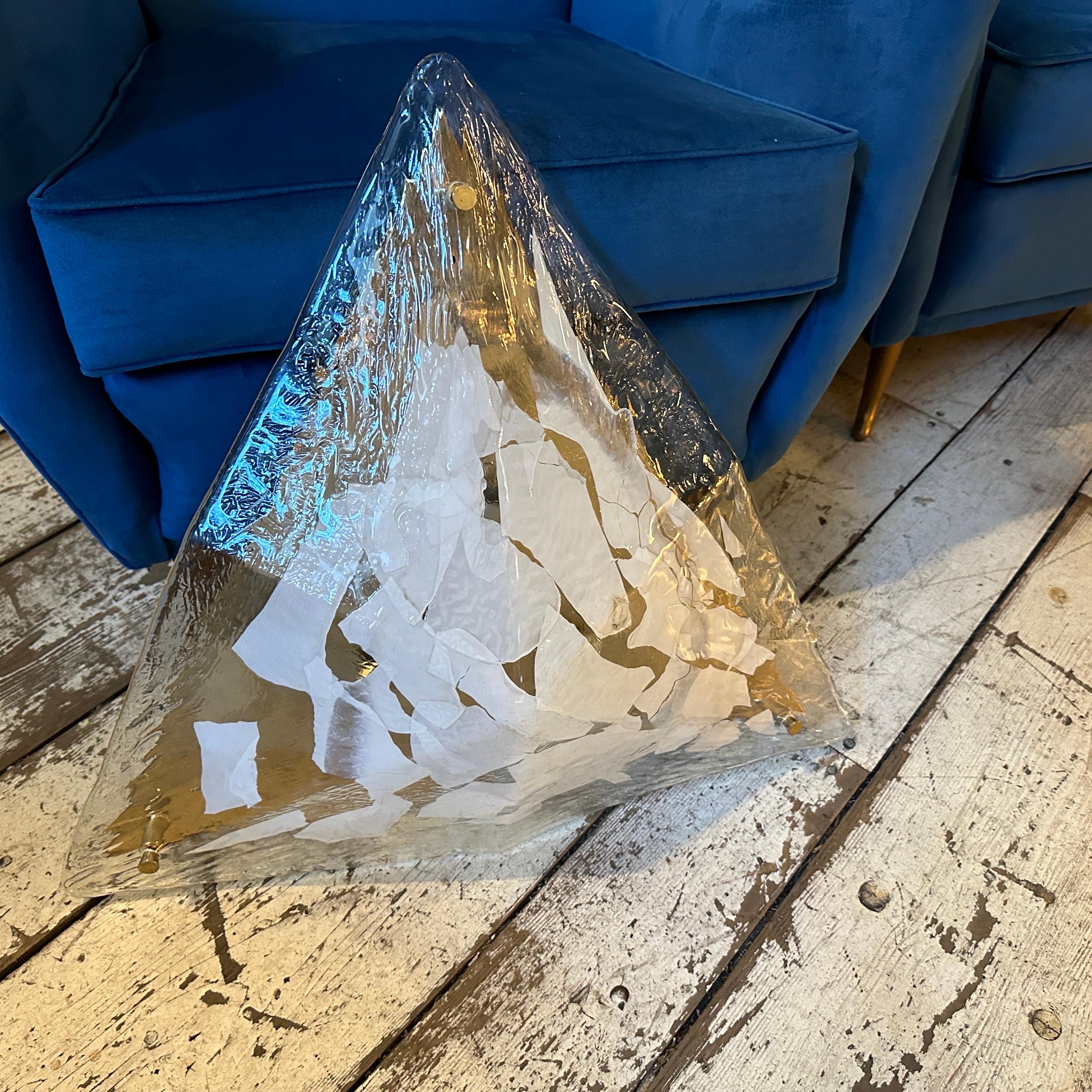 Metal Mid-Century Modern Murano Glass Triangular Wall or Ceiling Light by La Murrina For Sale