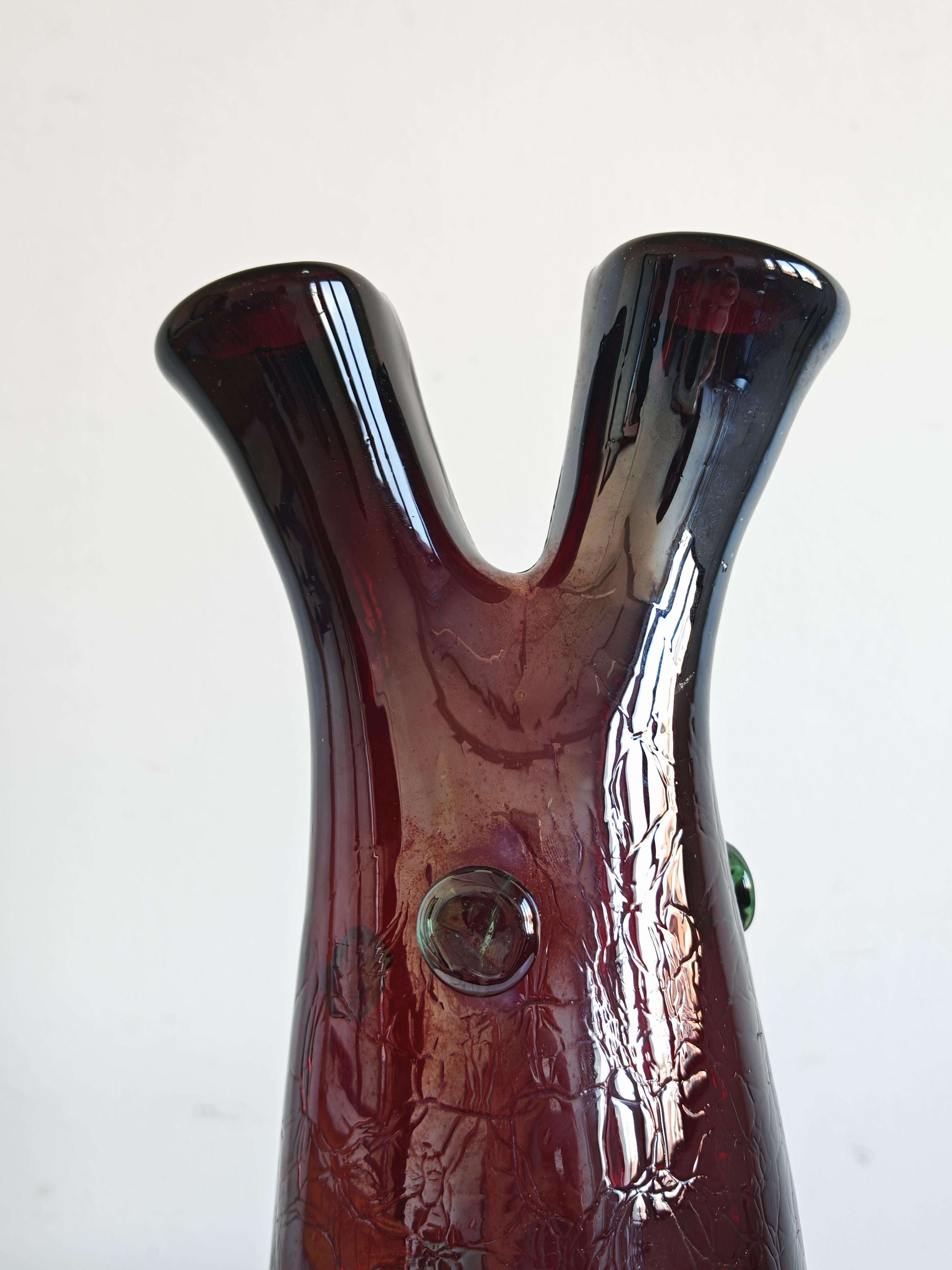 Verre de Murano Mid Century Modern Murano glass vase by Luciano Ferro, Italy 1950s en vente