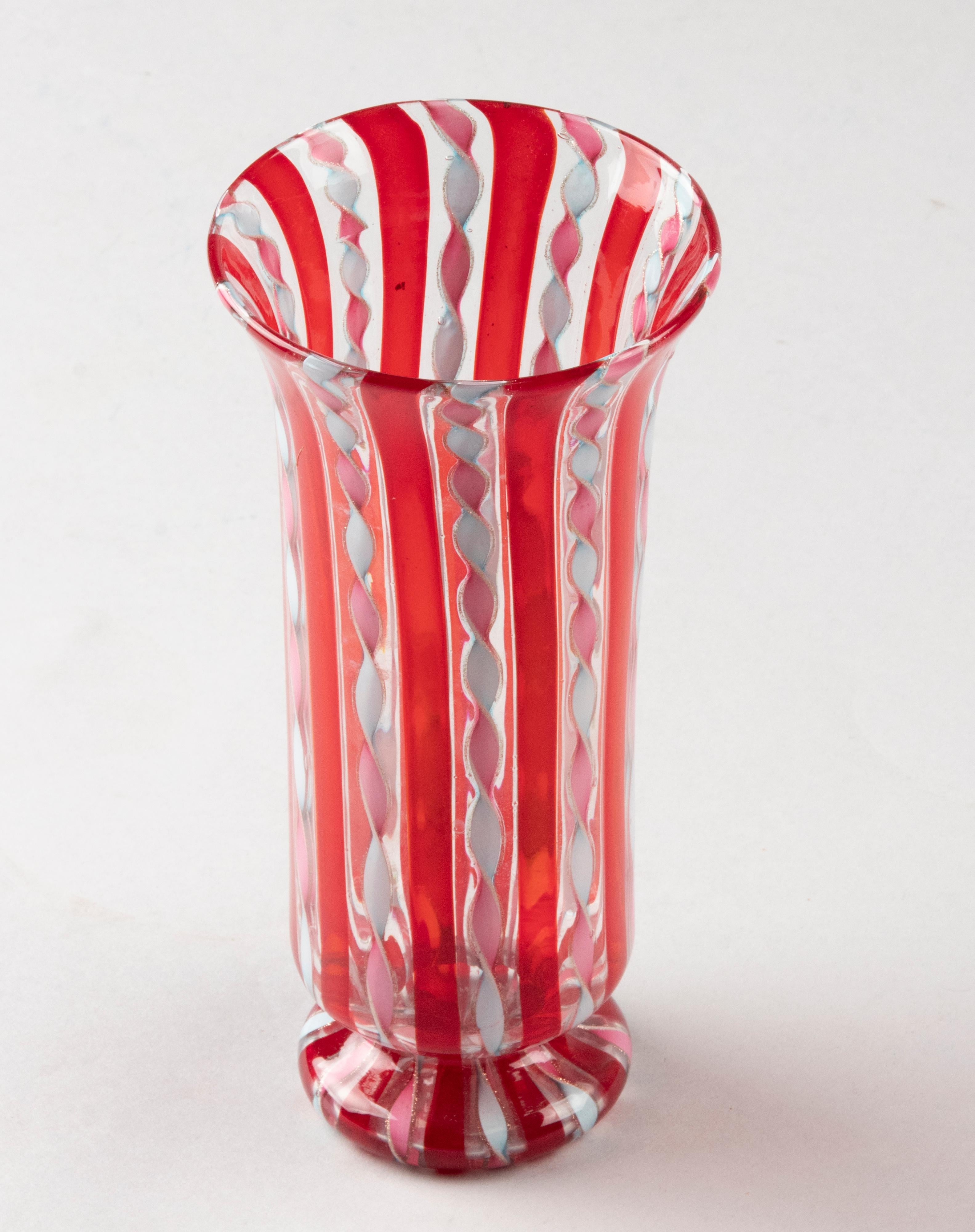 Mid-Century Modern Murano Glass Vase with Ribbons and Swirls 6