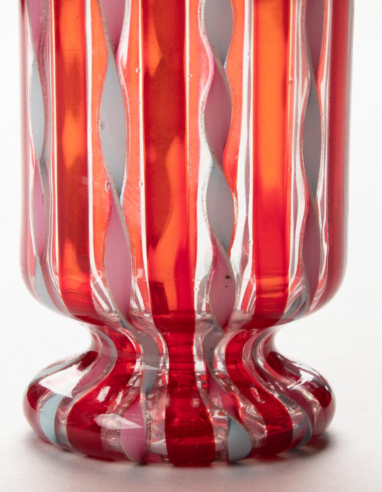 Mid Century Modern Murano Glass Vase With Ribbons And Swirls For Sale At 1stdibs