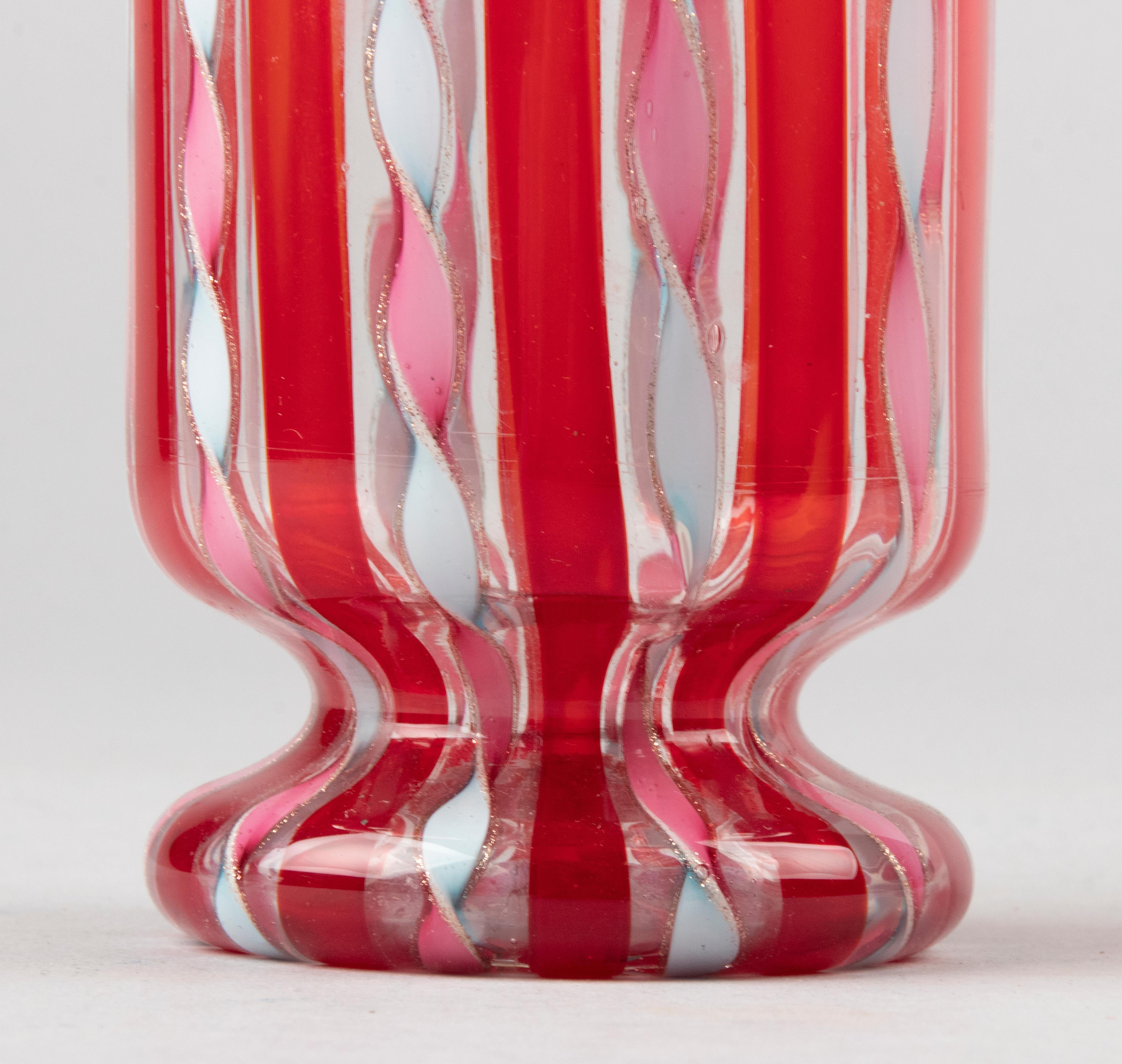 Mid-Century Modern Murano Glass Vase with Ribbons and Swirls 1