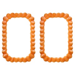 Mid-Century Modern Murano Glass Wall Mirrors, Bold Orange, Italy