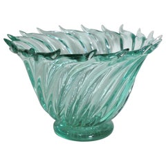 Cuenco de cristal de Murano verde de mediados de siglo, atribuido a Barovier