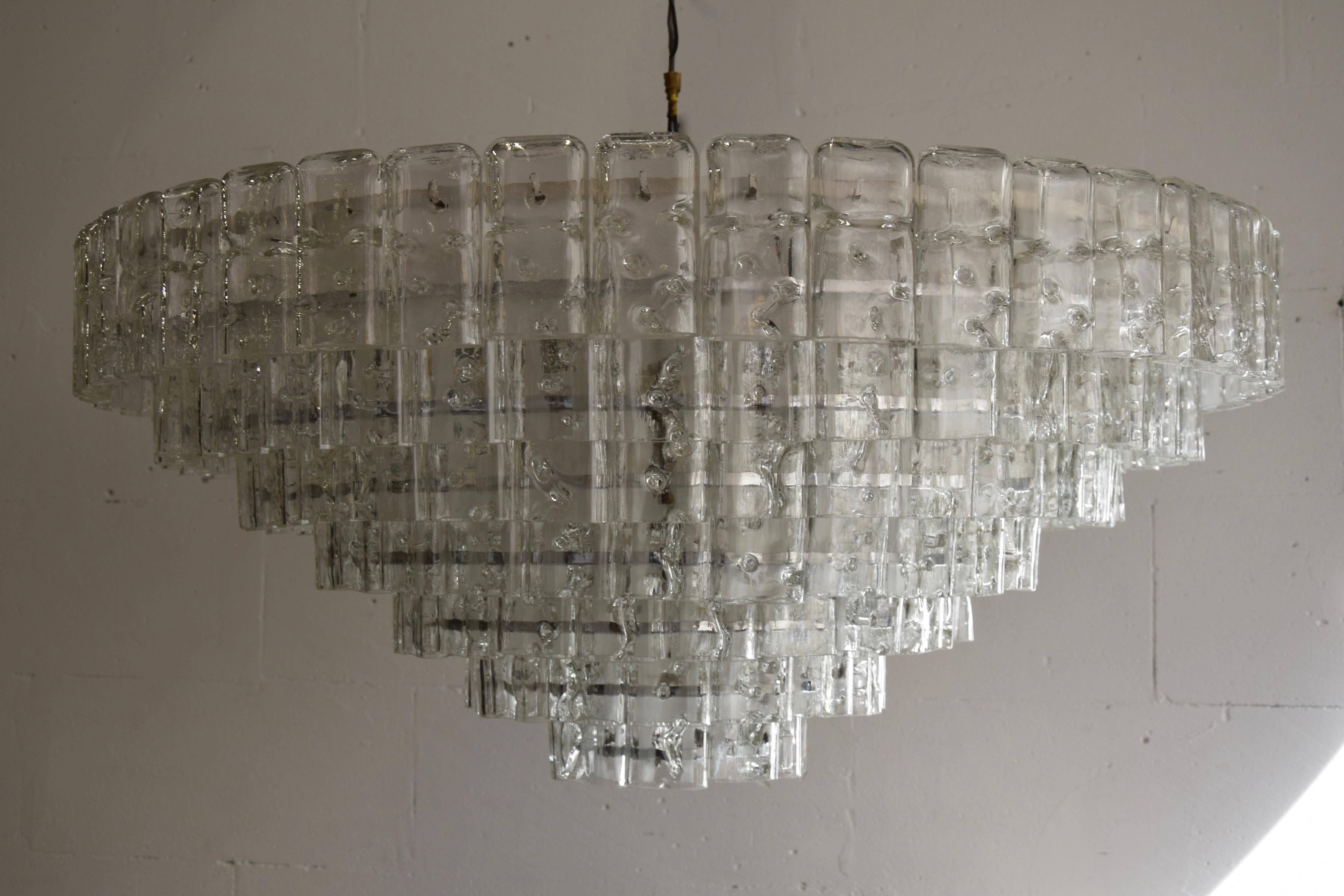 Mid-20th Century Mid-Century Modern Murano Hand Blown Glass XXL Flush Mount Lamp For Sale