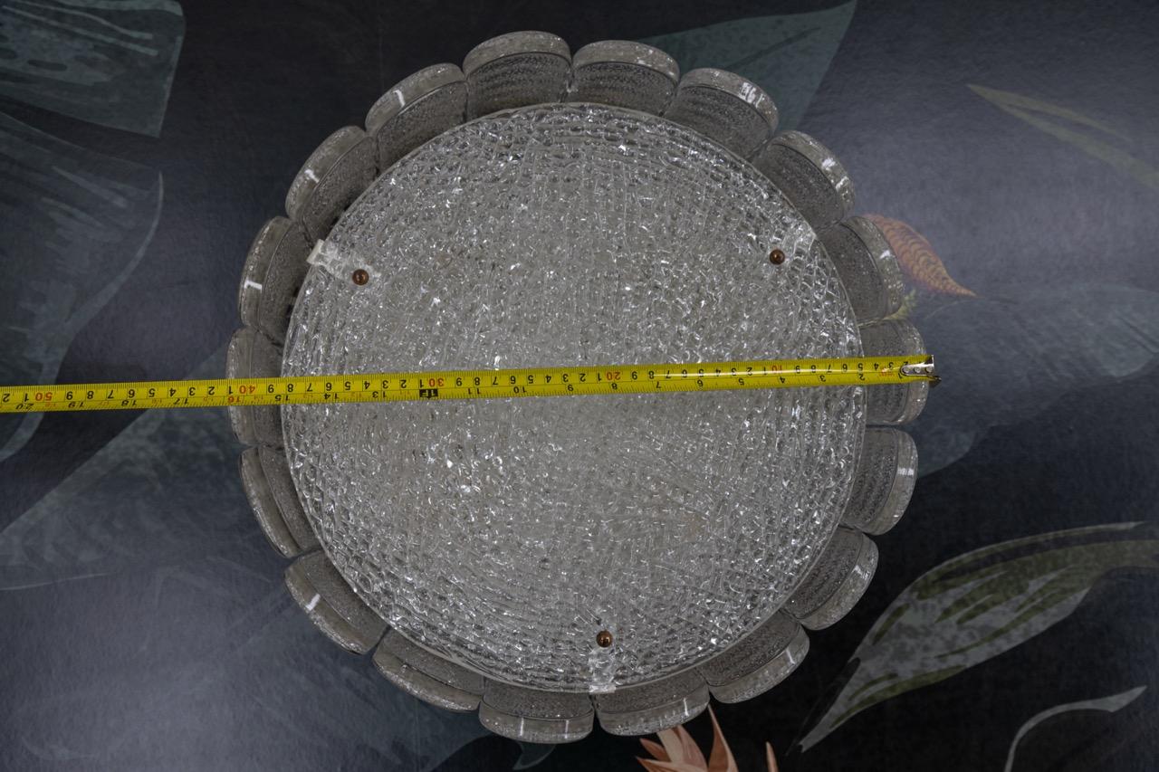 Mid-Century Modern Murano Ice Glass Round Flush Mount by Kaiser Leuchten, 1970s For Sale 11