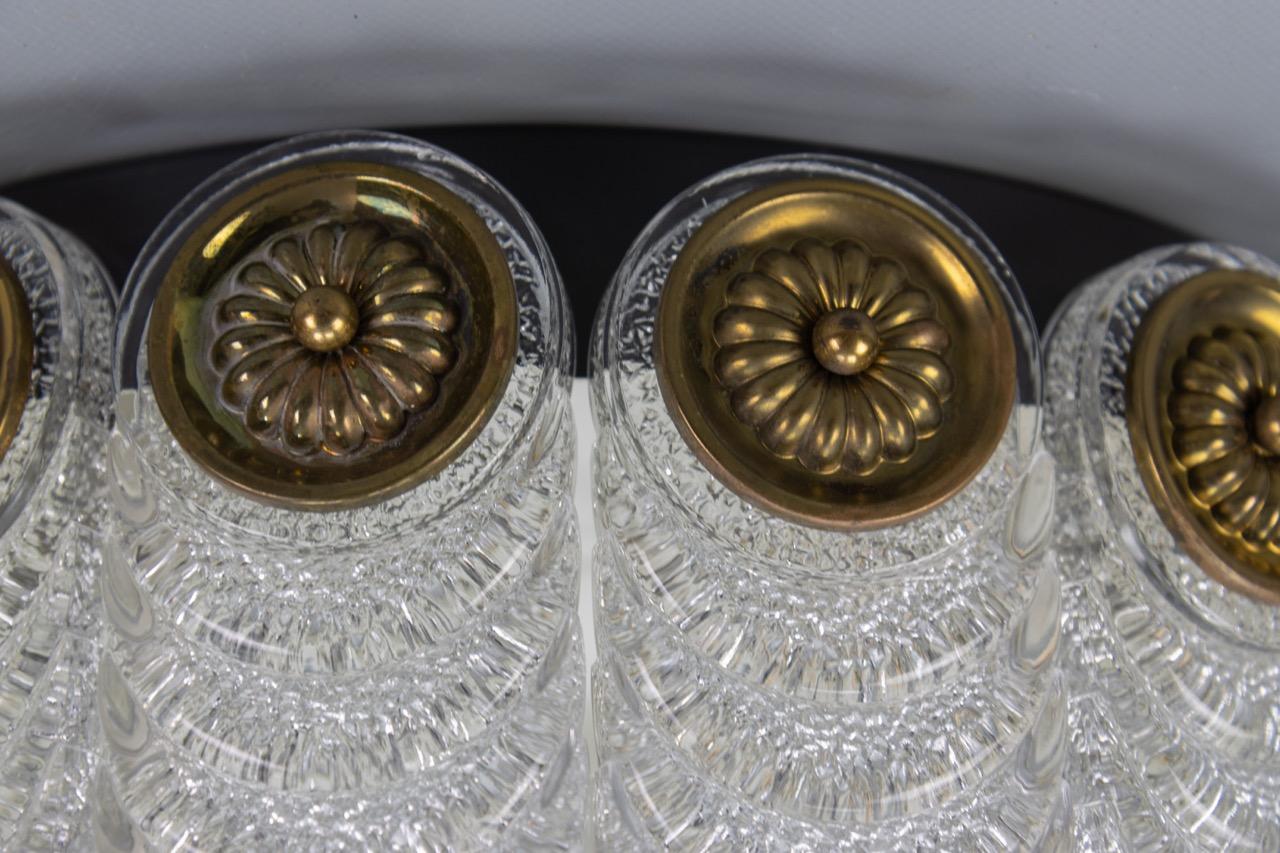 German Mid-Century Modern Murano Ice Glass Round Flush Mount by Kaiser Leuchten, 1970s For Sale