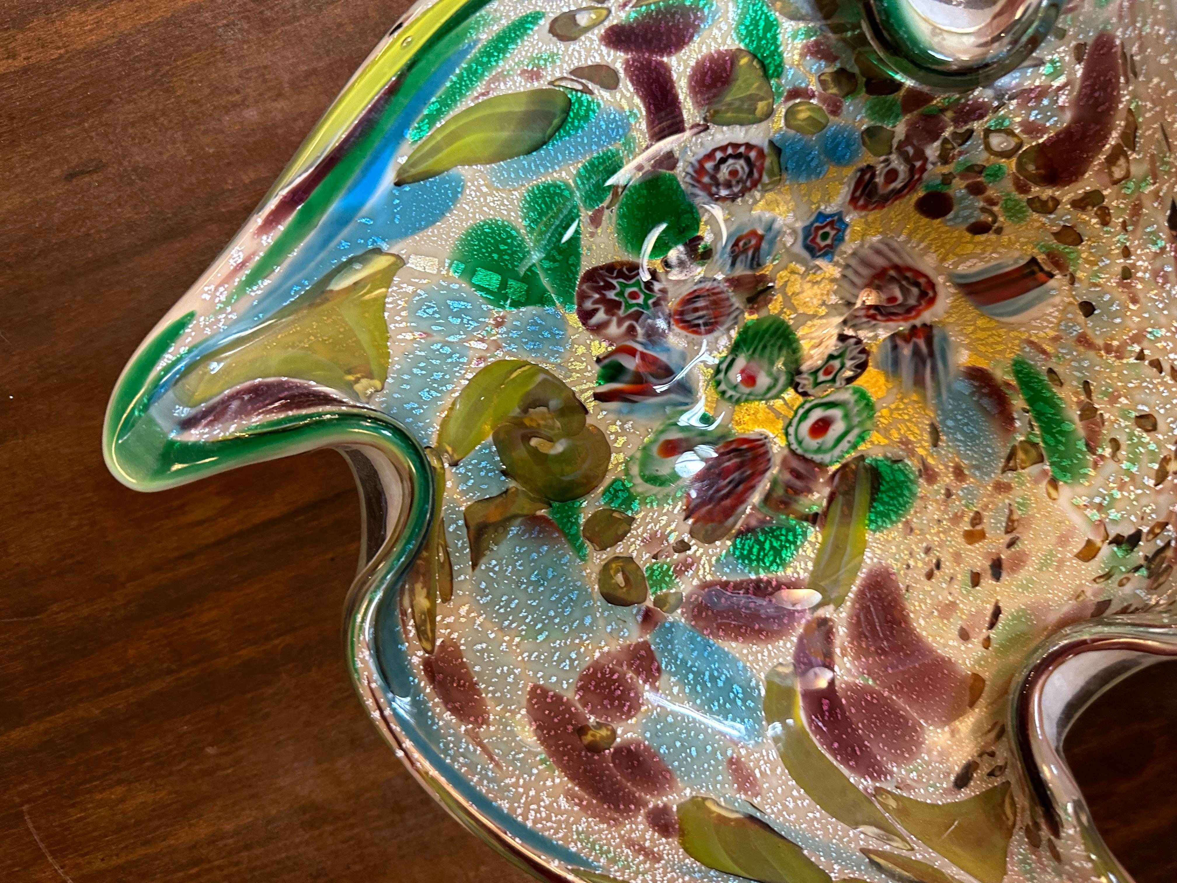 Aschenbecherschale aus italienischem Murano-Kunstglas aus der Mitte des Jahrhunderts (Handgefertigt) im Angebot