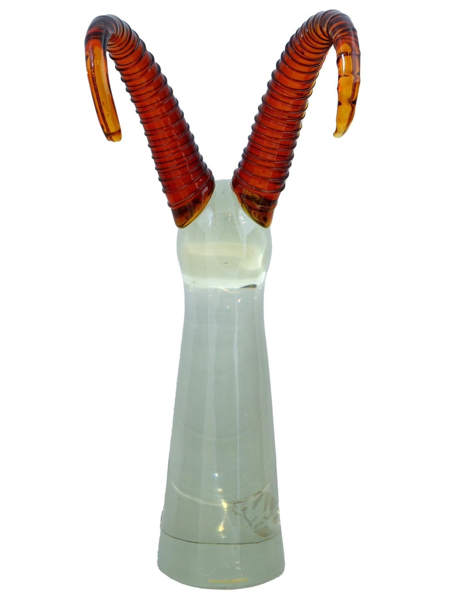 Mid-Century Modern Murano Italian Glass Sculpture of Antelope In Good Condition For Sale In New York, NY