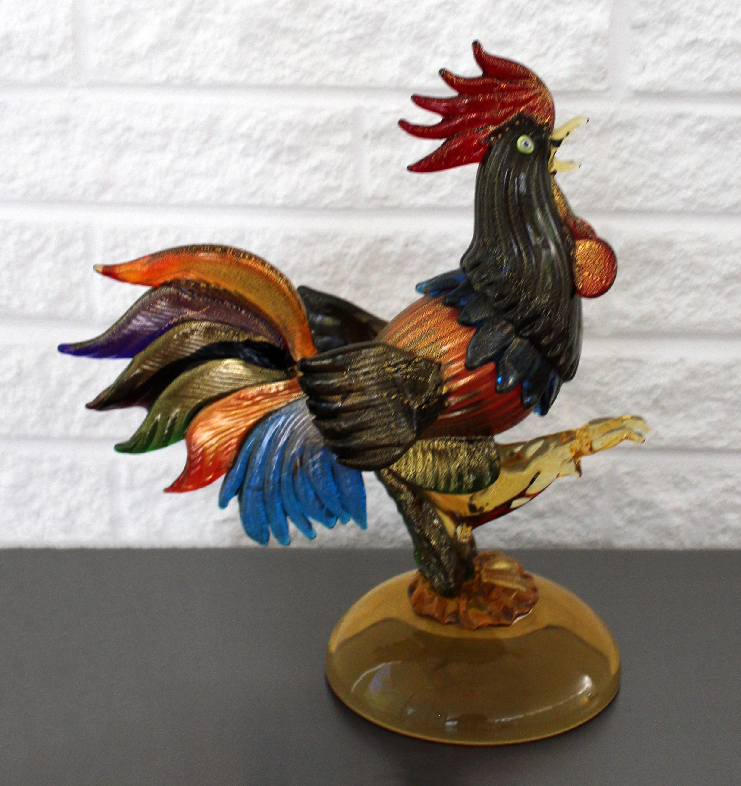 Mid-20th Century Mid-Century Modern Murano Italy Glass Rooster Table Sculpture, 1950s