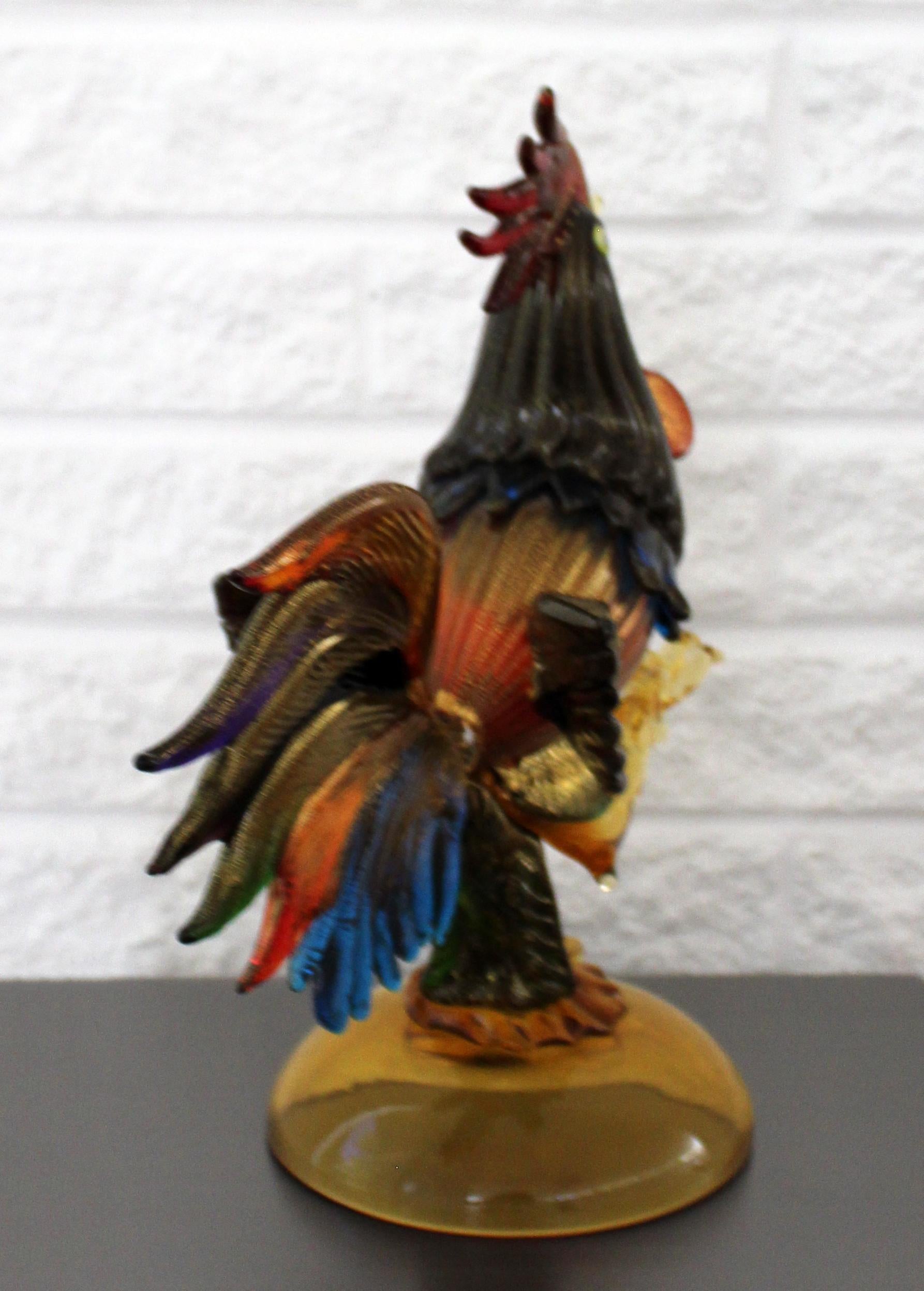 Murano Glass Mid-Century Modern Murano Italy Glass Rooster Table Sculpture, 1950s