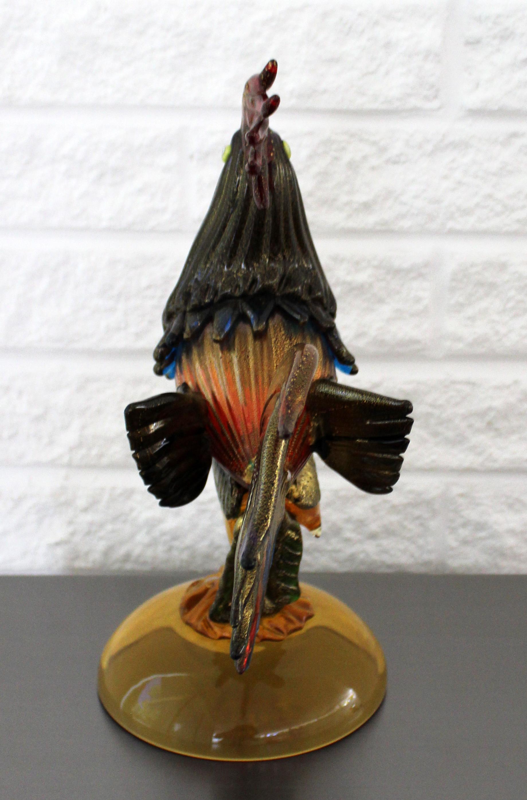 Mid-Century Modern Murano Italy Glass Rooster Table Sculpture, 1950s 1