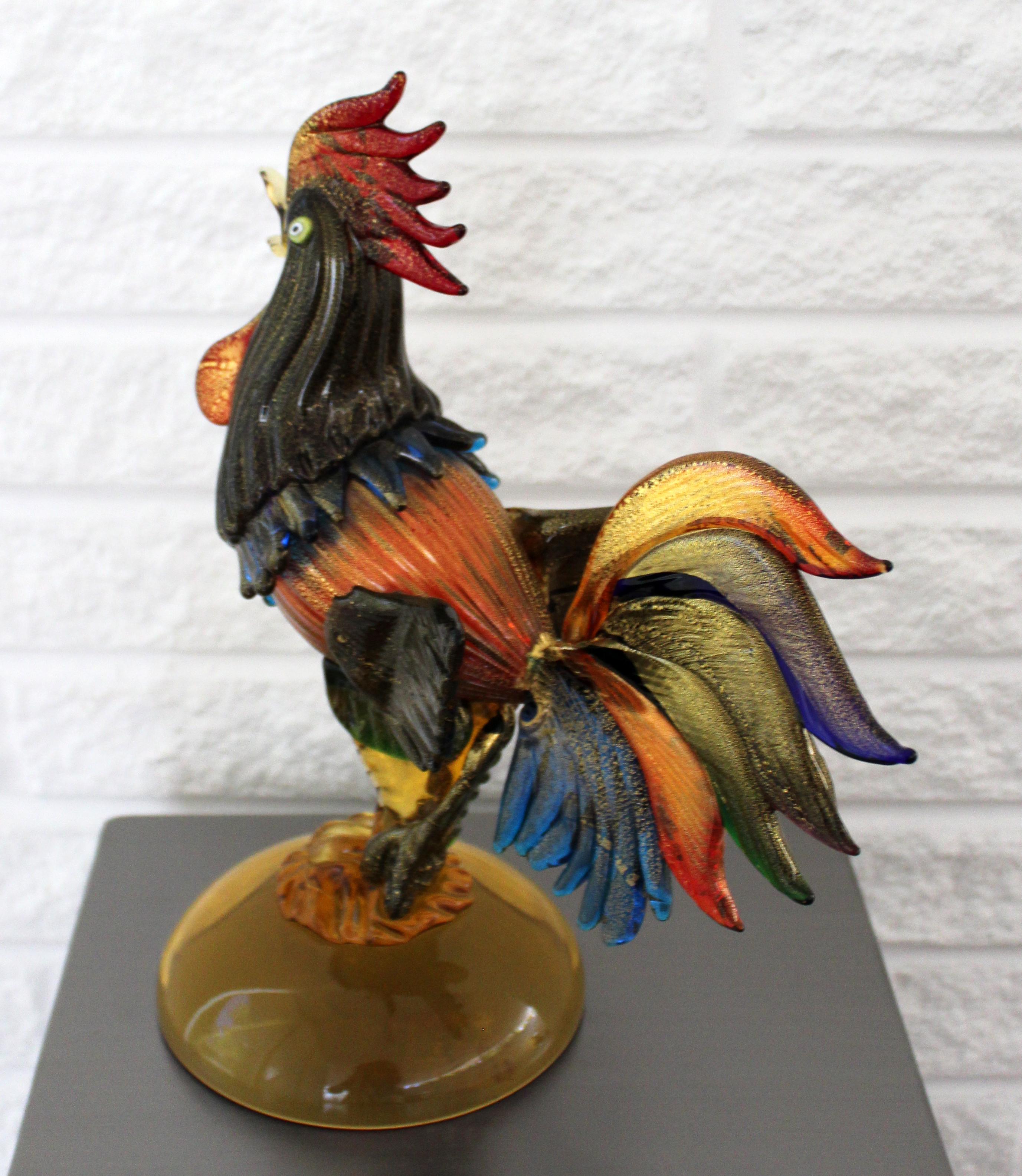 Mid-Century Modern Murano Italy Glass Rooster Table Sculpture, 1950s 2