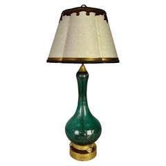 Mid-Century Modern Murano Lamp, Teal Blue Blown Glass, Italy, 1930s