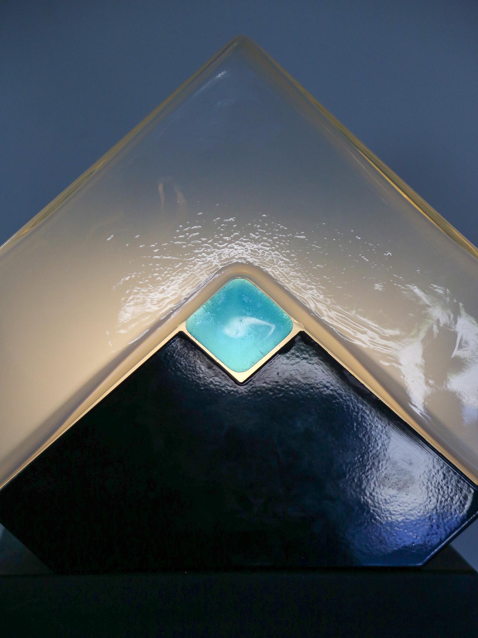 Moderne Murano-Lota-Glas-Tischlampe aus der Mitte des Jahrhunderts von Gianni Rigo für Itre (Metall) im Angebot